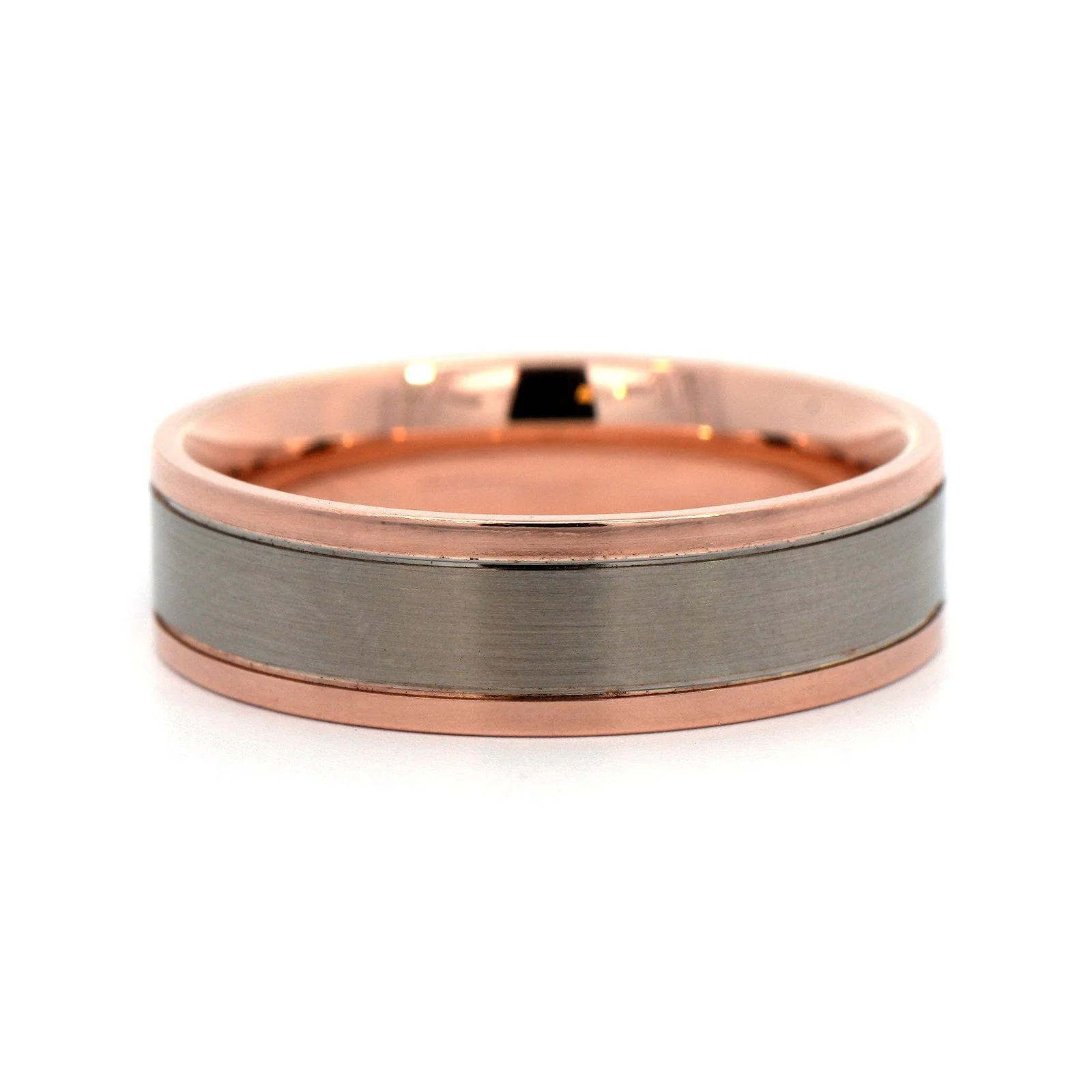 18K Rose Gold and Palladium Matte Wedding Band