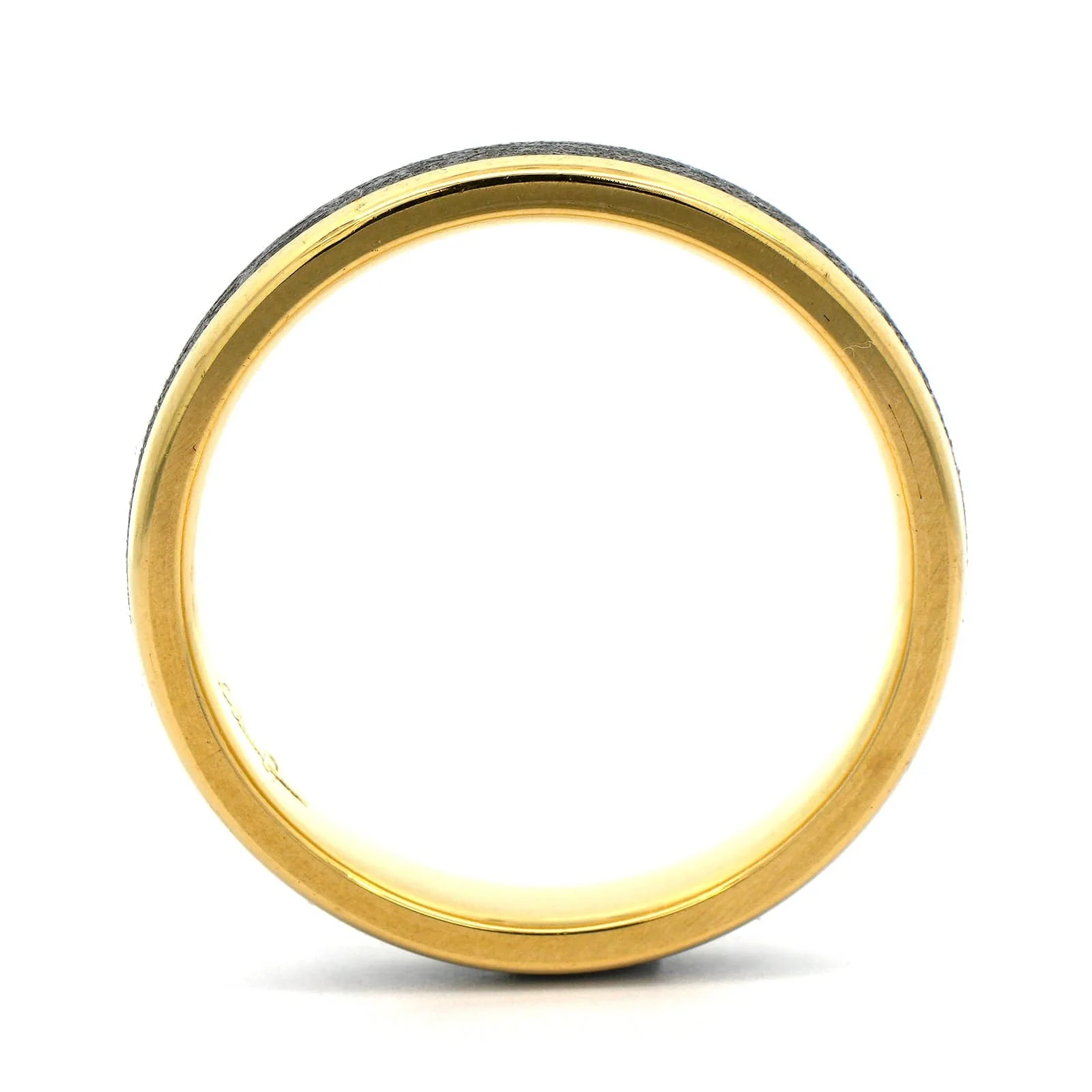 18K Yellow Gold Gibeon Meteorite Wedding Band - Image 3
