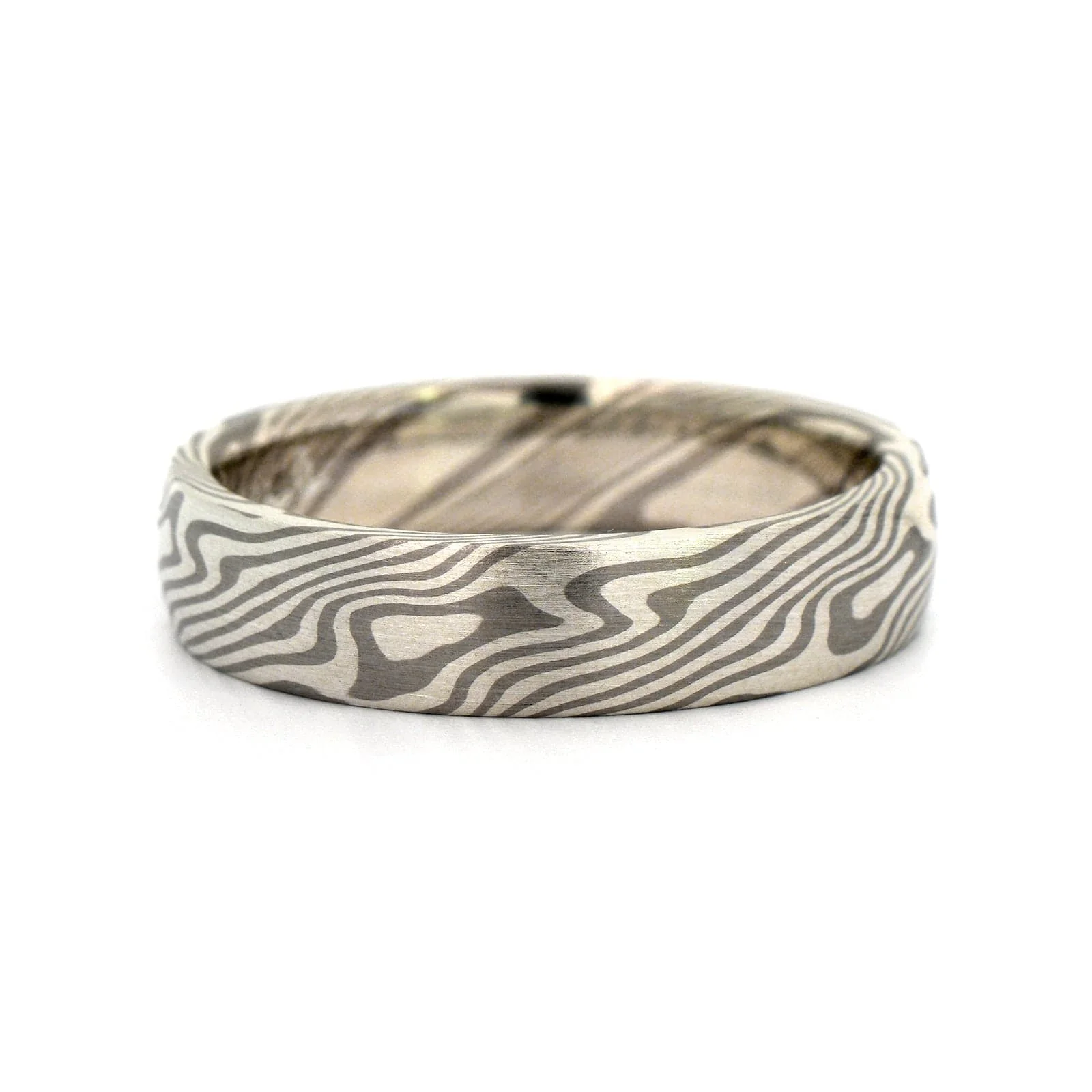 Palladium and Silver Maple Pattern Wedding Band