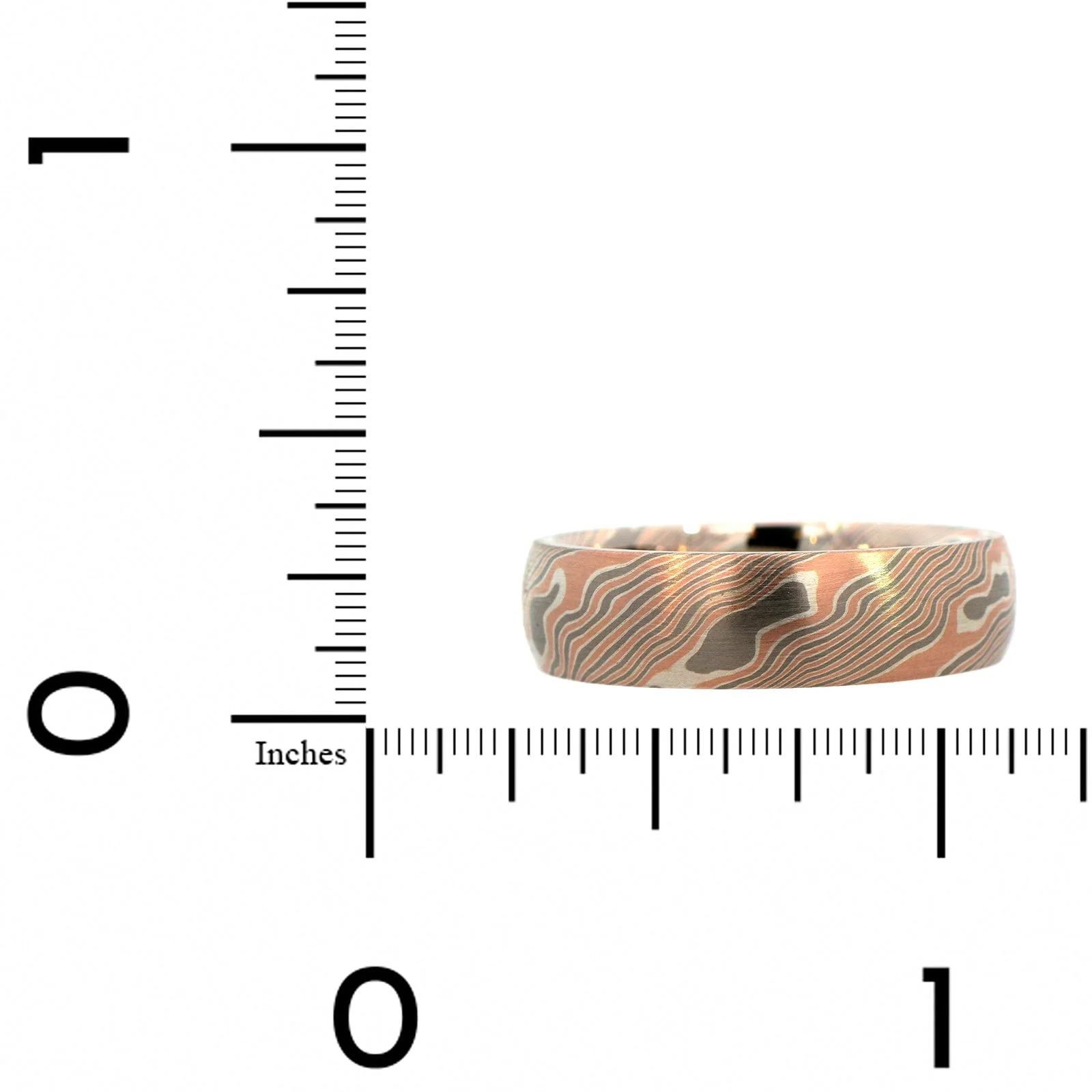 14K Rose Gold, Silver, and Palladium Birch Pattern Wedding Band - Image 4