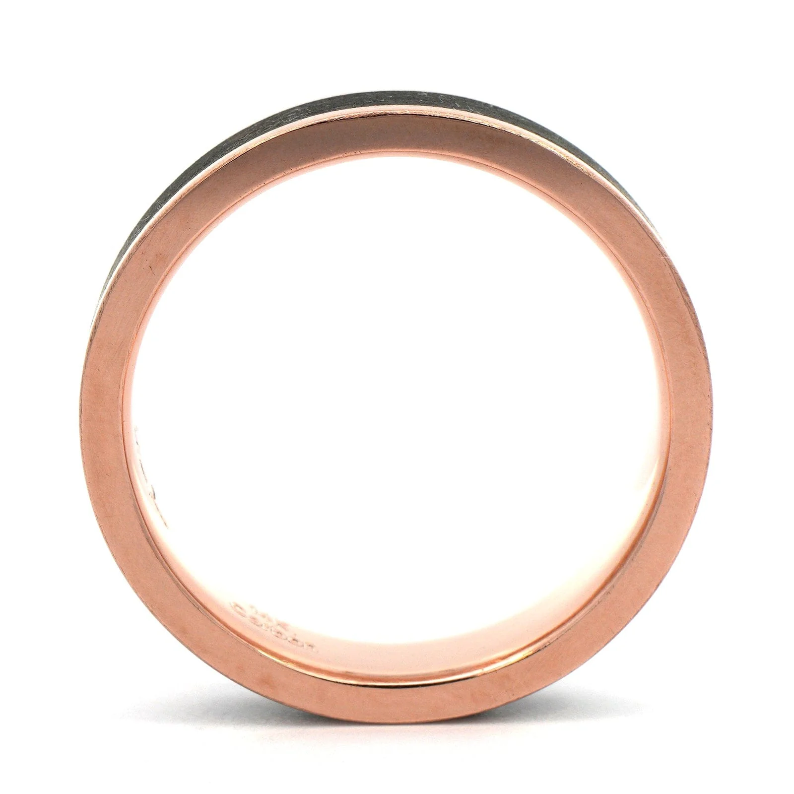 14K Rose Gold 5mm Comfort Fit Carbon Fiber Wedding Band - Image 3