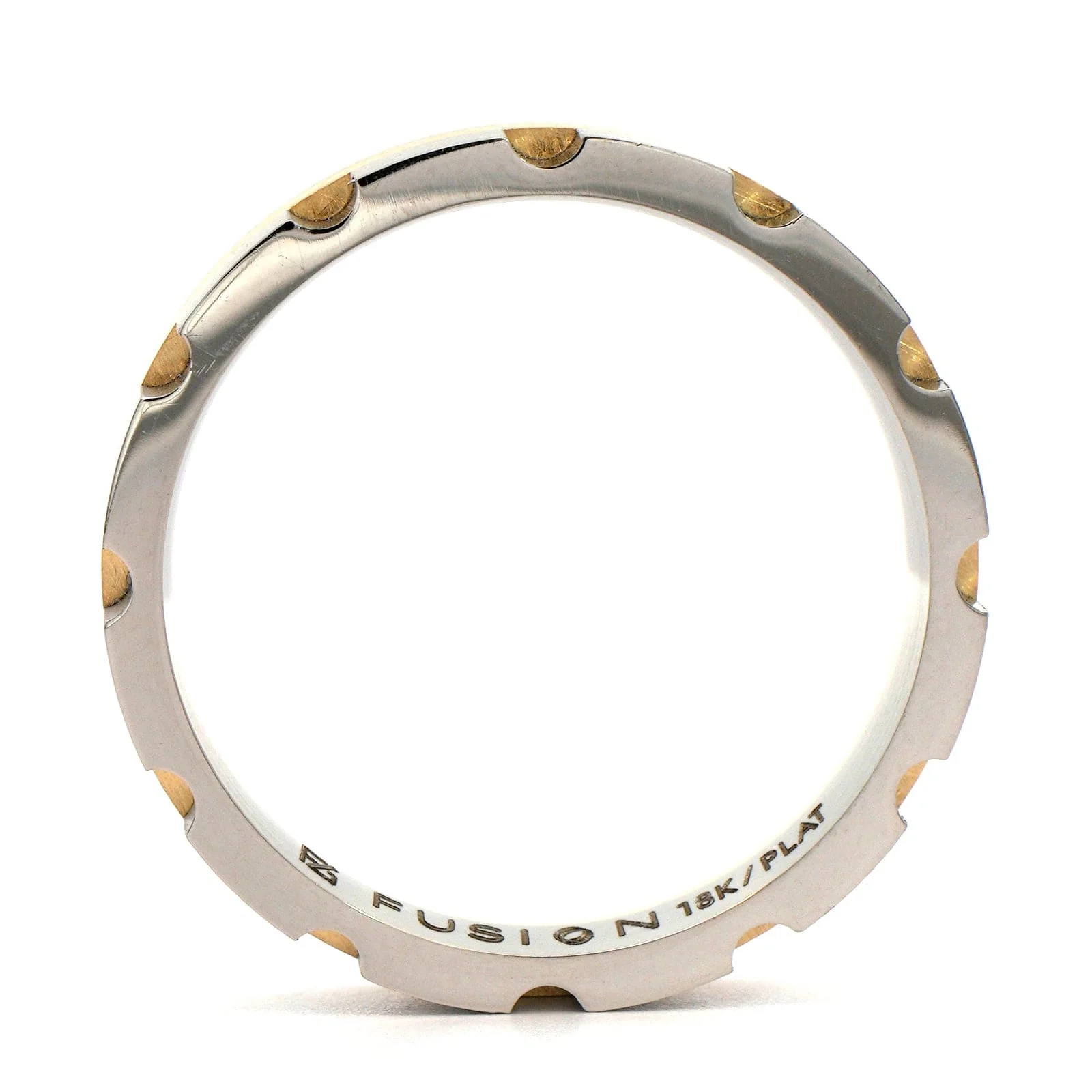 18K Yellow Gold and Platinum 4.5mm Satin Band - Image 3