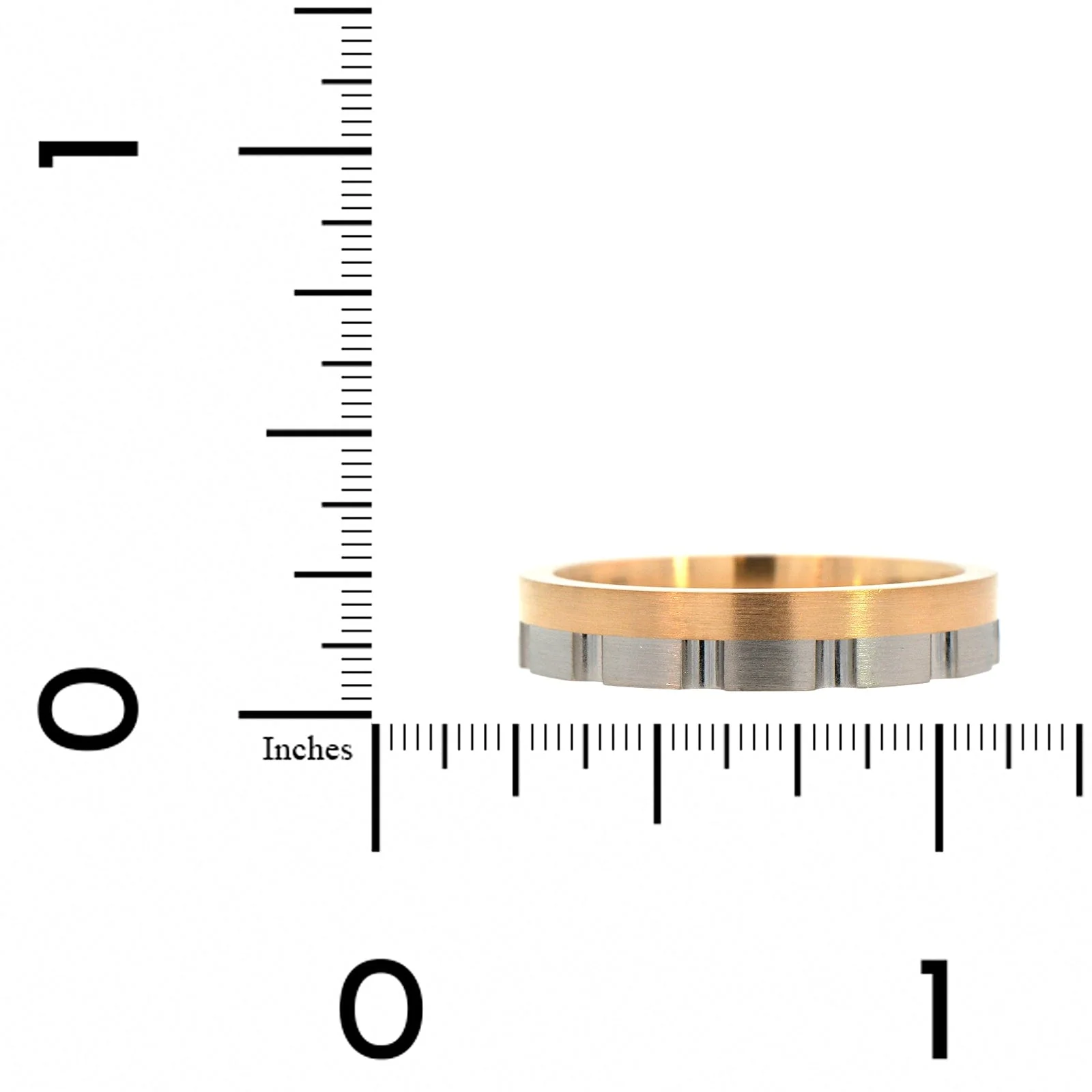 18K Yellow Gold and Platinum 4.5mm Satin Band - Image 4