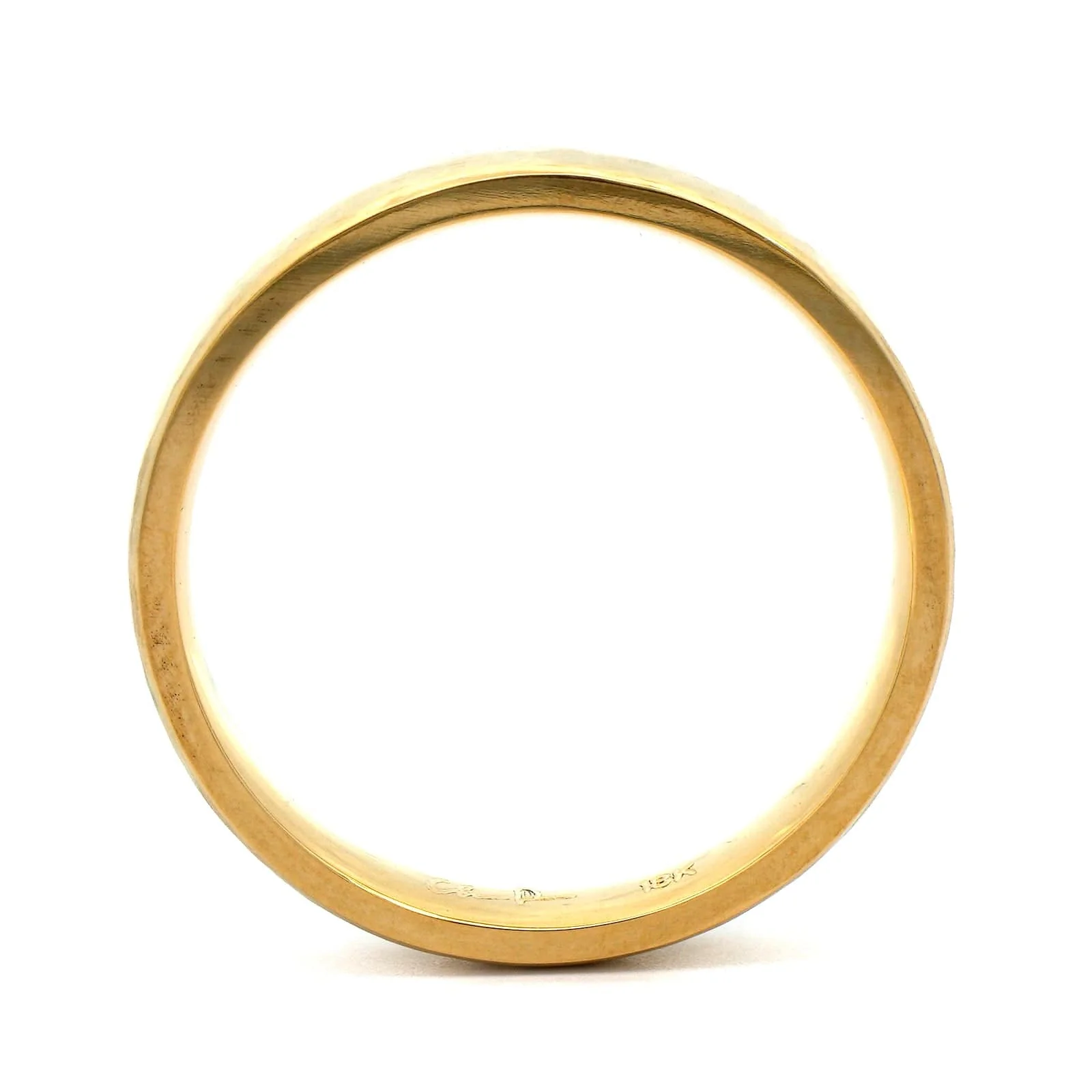 18K Yellow Gold Hammered 4mm Polished Wedding Band - Image 3