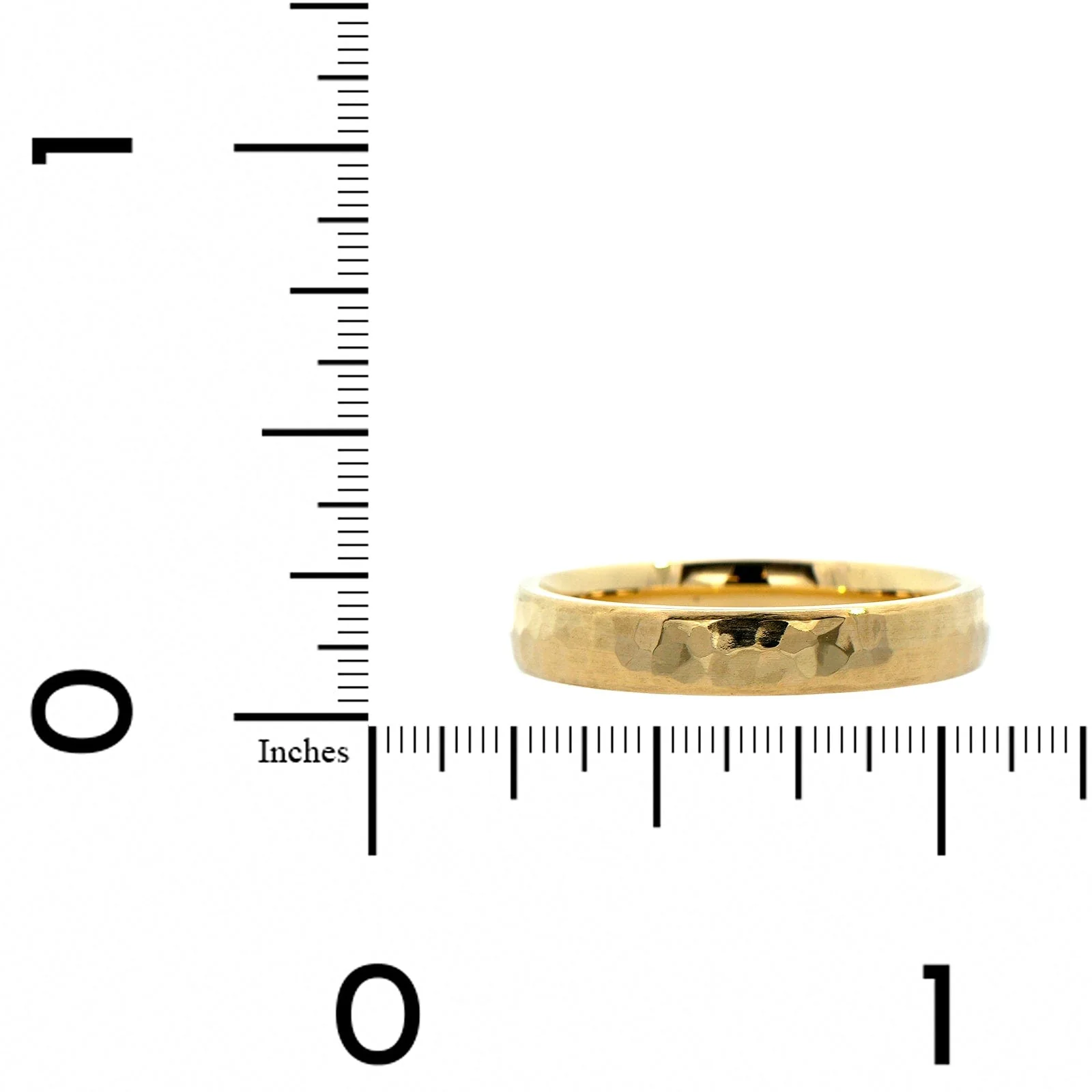 18K Yellow Gold Hammered 4mm Polished Wedding Band - Image 4