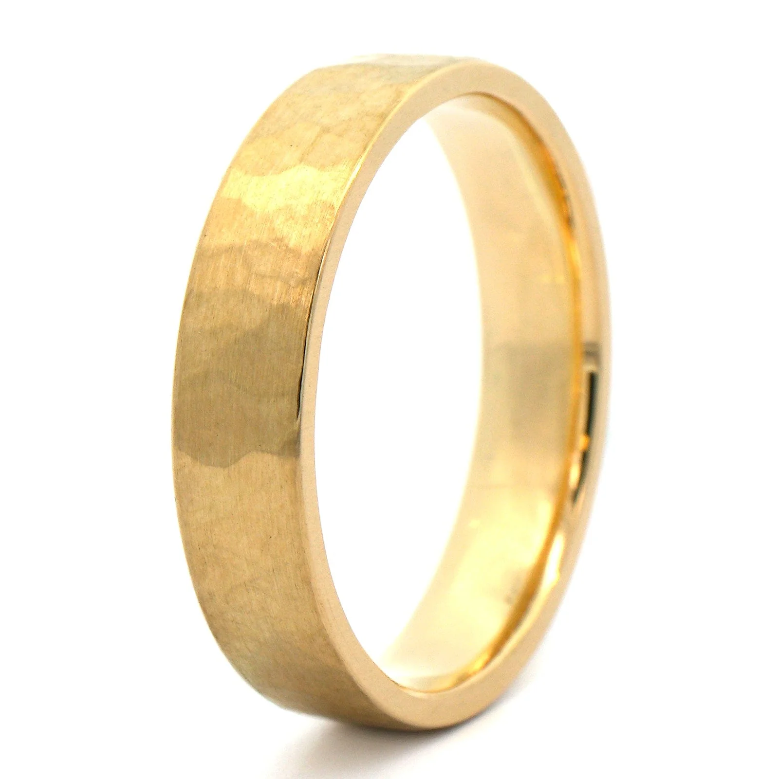 18K Yellow Gold Flat 5mm Matte Wedding Band - Image 2