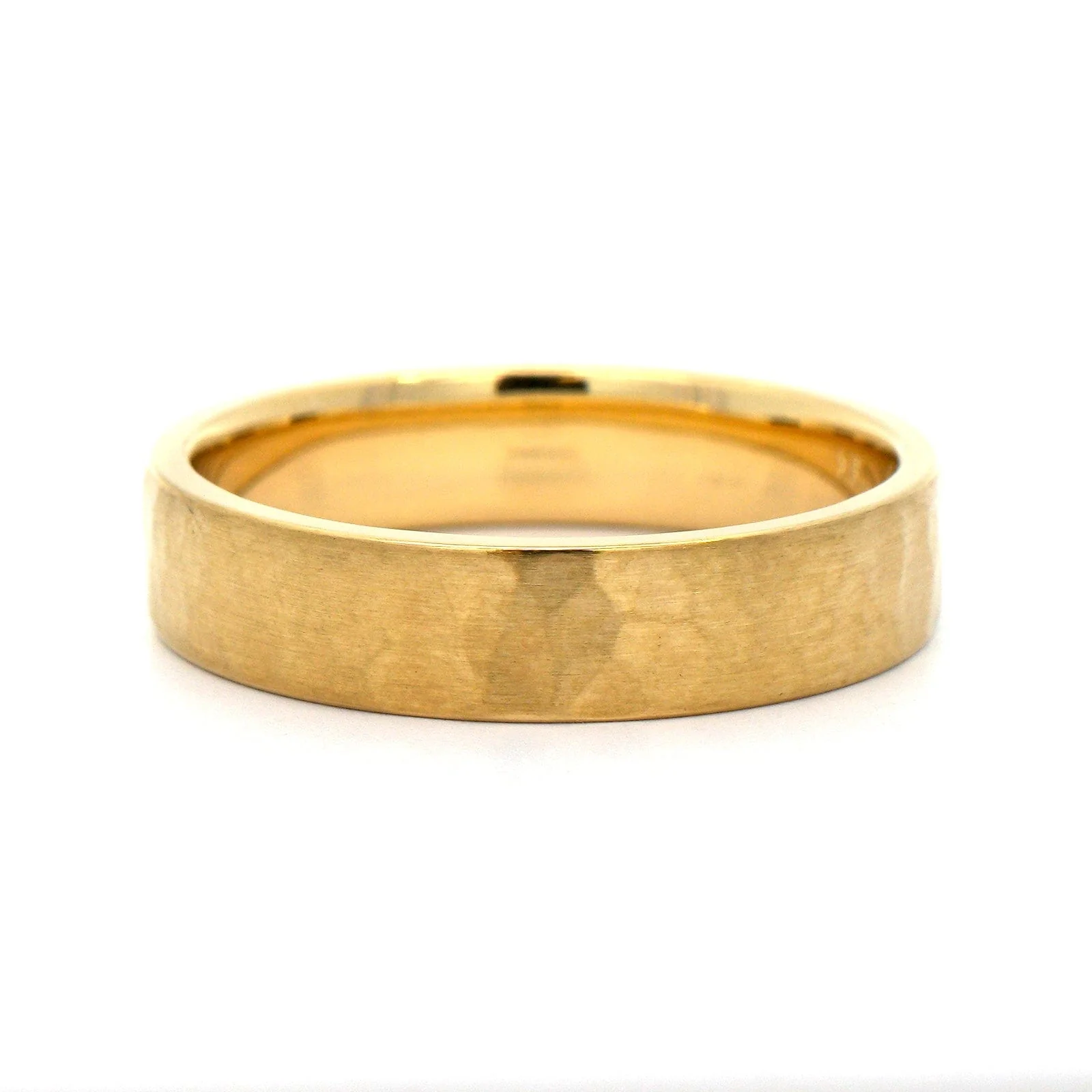 18K Yellow Gold Flat 5mm Matte Wedding Band - Image 5