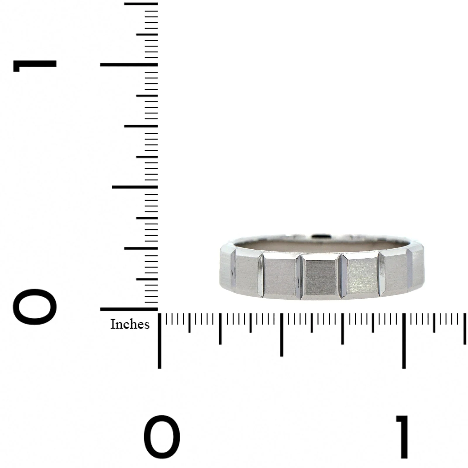 14K White Gold Square Shaped Satin and Polished Band - Image 4