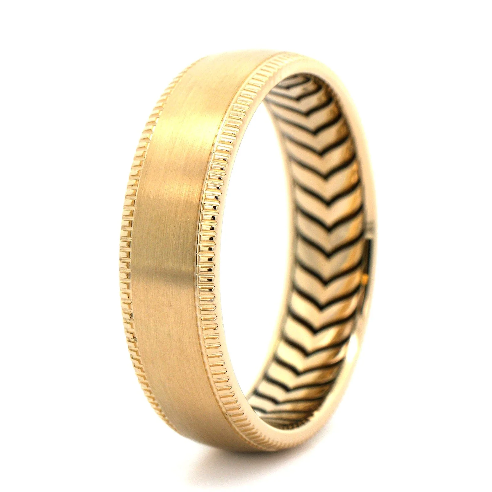 14K Yellow Gold Brushed Center Band - Image 2