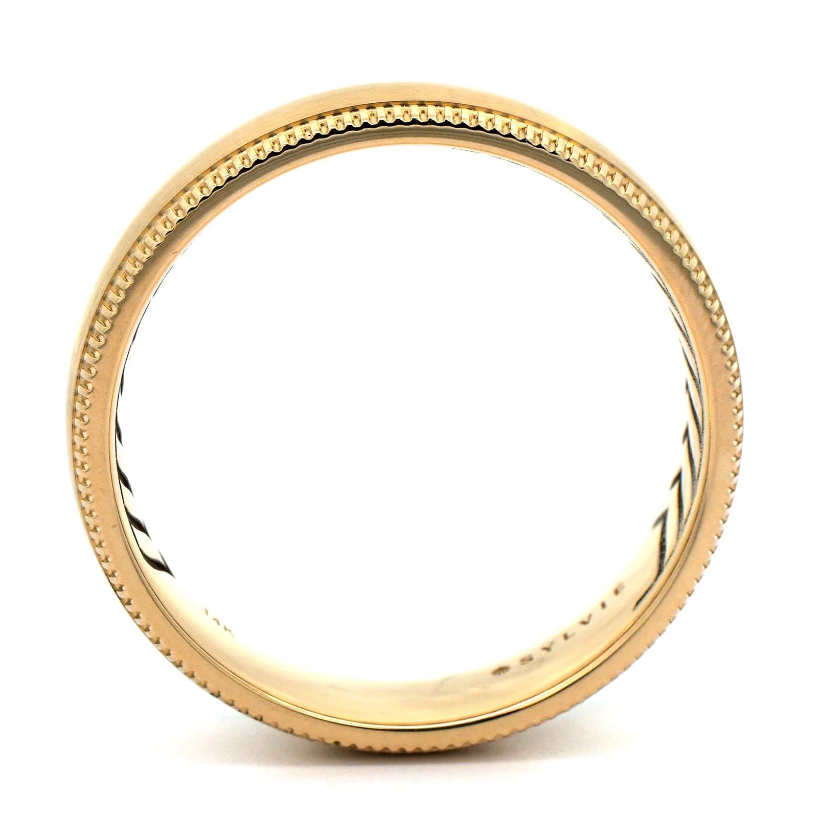 14K Yellow Gold Brushed Center Band - Image 3