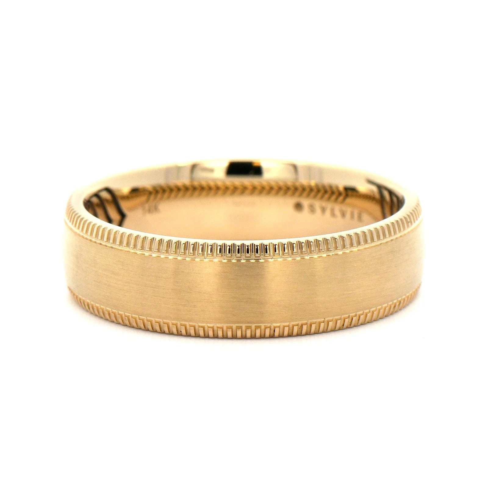 14K Yellow Gold Brushed Center Band - Image 5