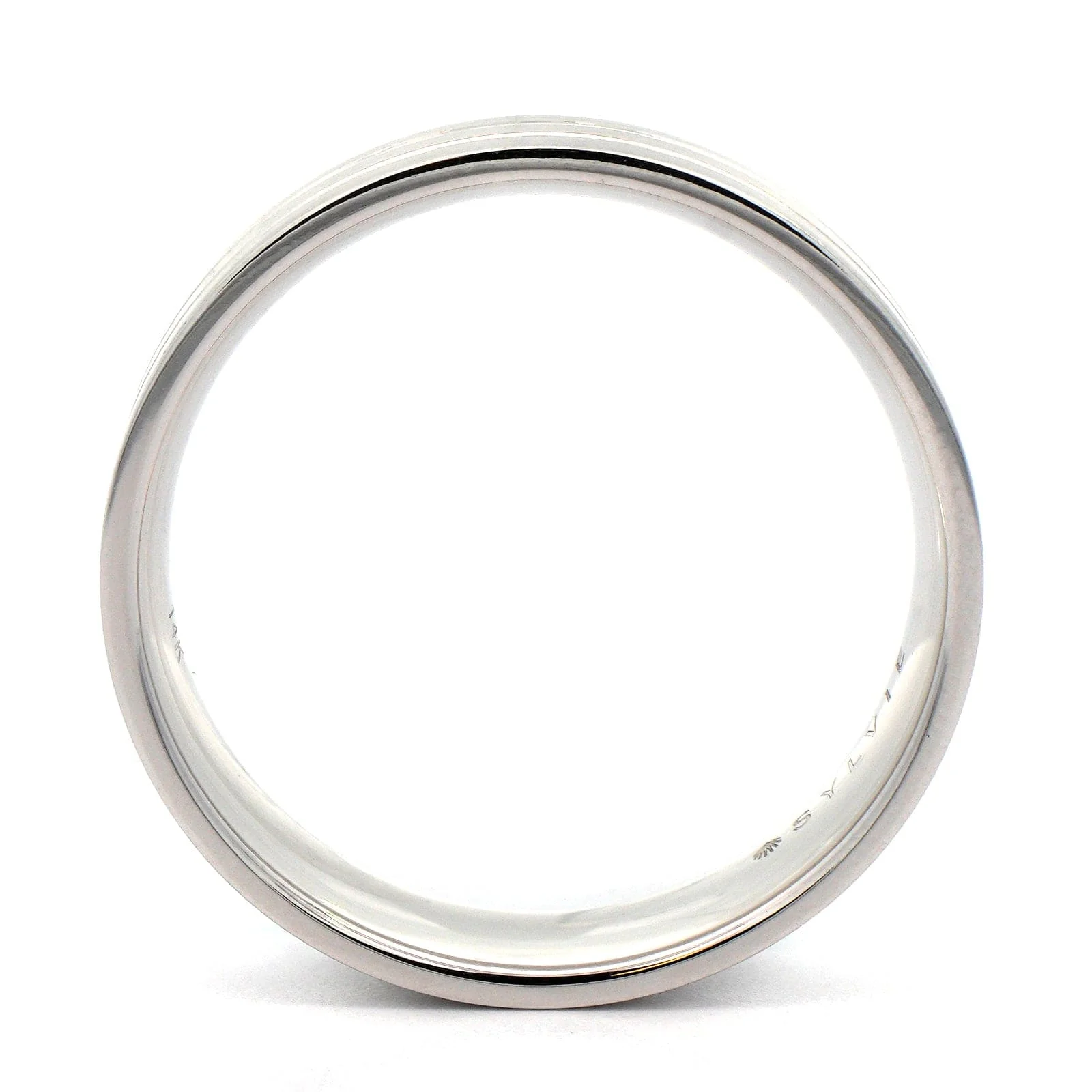 14K White Gold Satin Finished Double Groove Band - Image 3