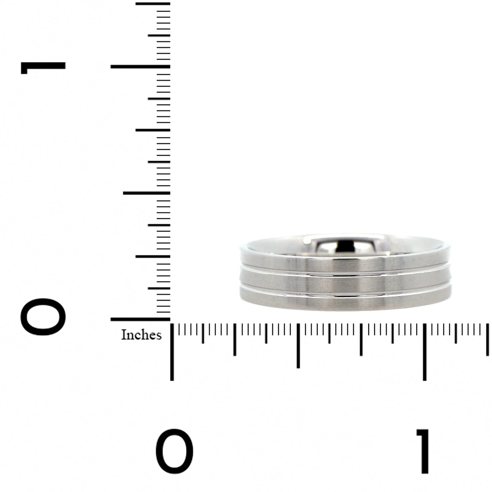 14K White Gold Satin Finished Double Groove Band - Image 4