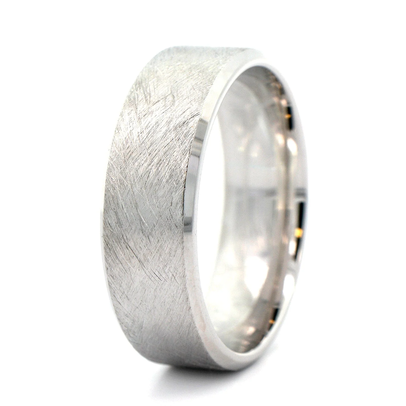 14K White Gold Matte Textured Band - Image 2