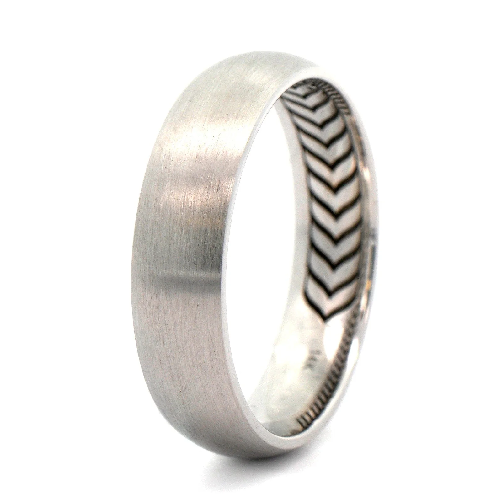 14K White Gold Domed Satin Band - Image 2
