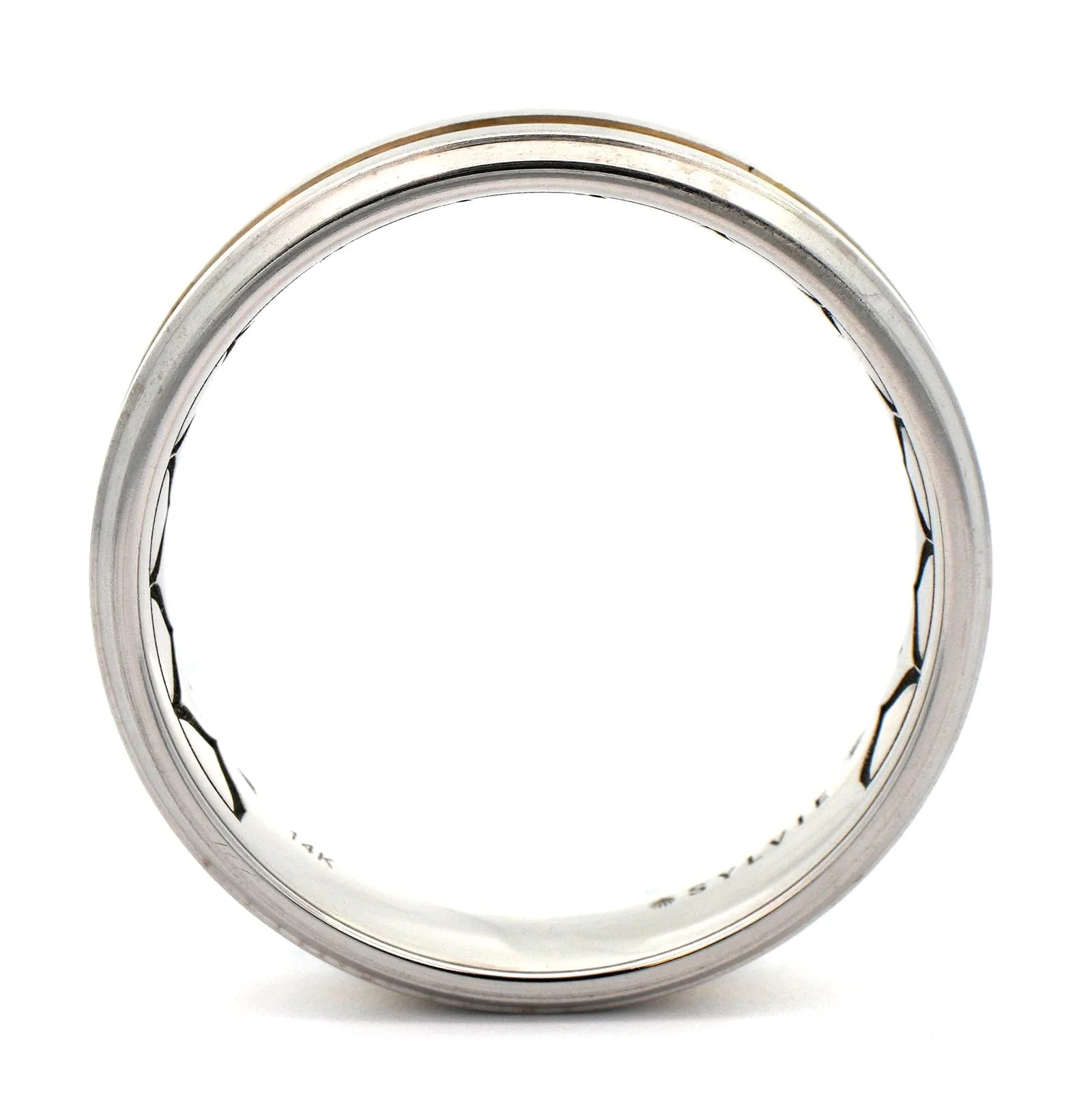 14K Two-Tone Gold Grooved and Satin Band - Image 3