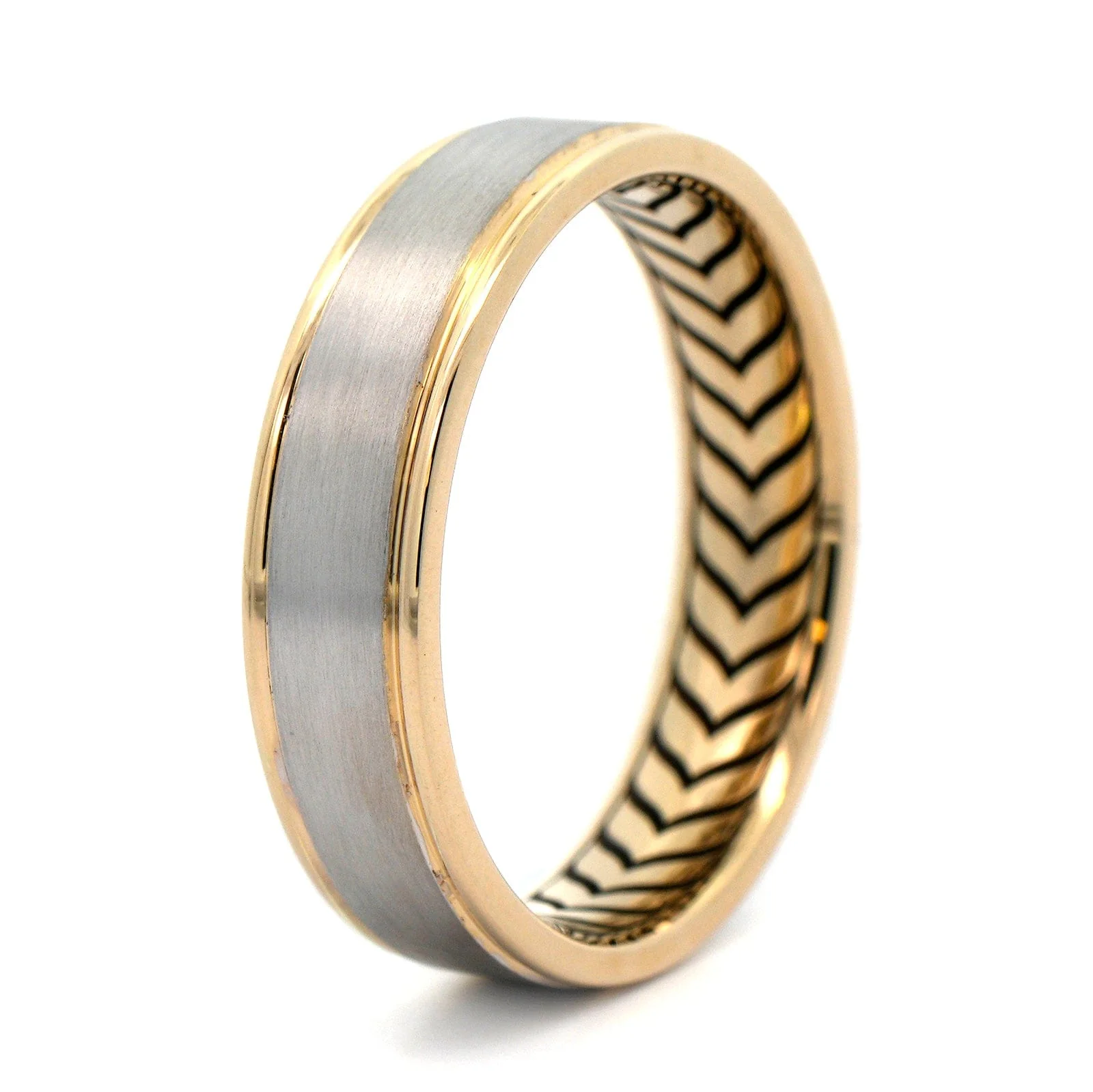 14K Two-Tone Gold Satin Band - Image 2
