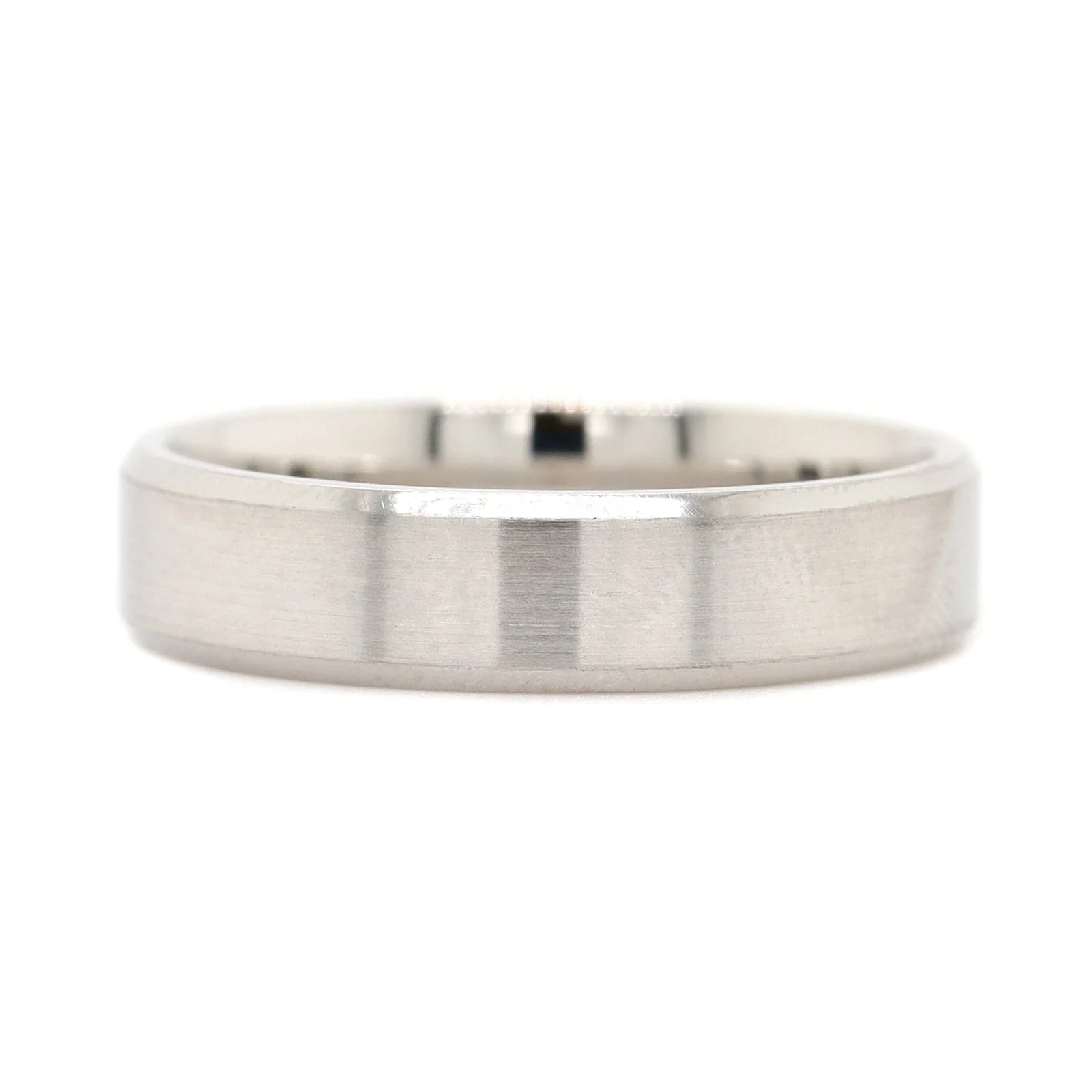 Platinum 5mm Satin Finish and Polished Beveled Edges Wedding Band