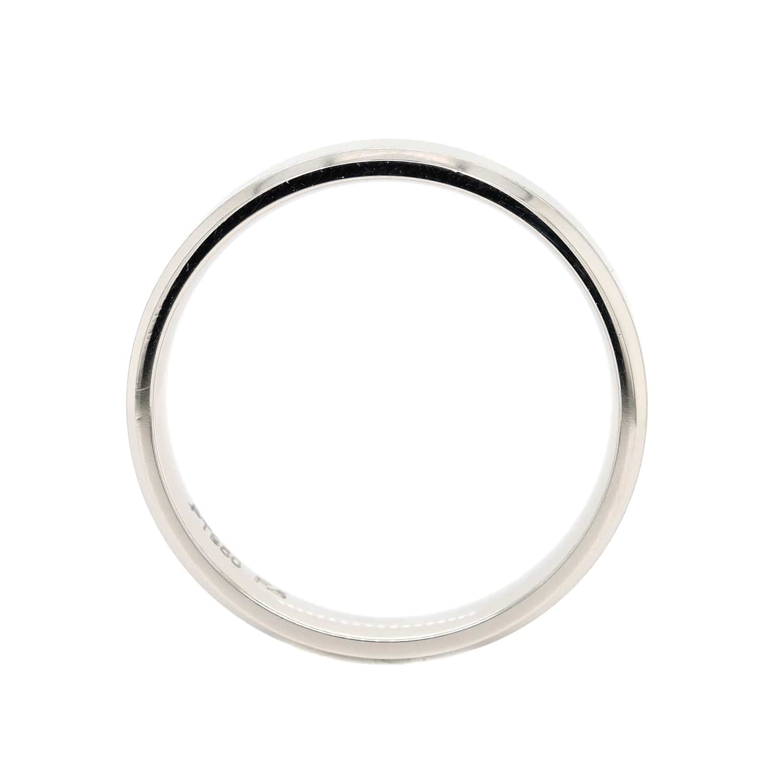 Platinum 5mm Satin Finish and Polished Beveled Edges Wedding Band - Image 3