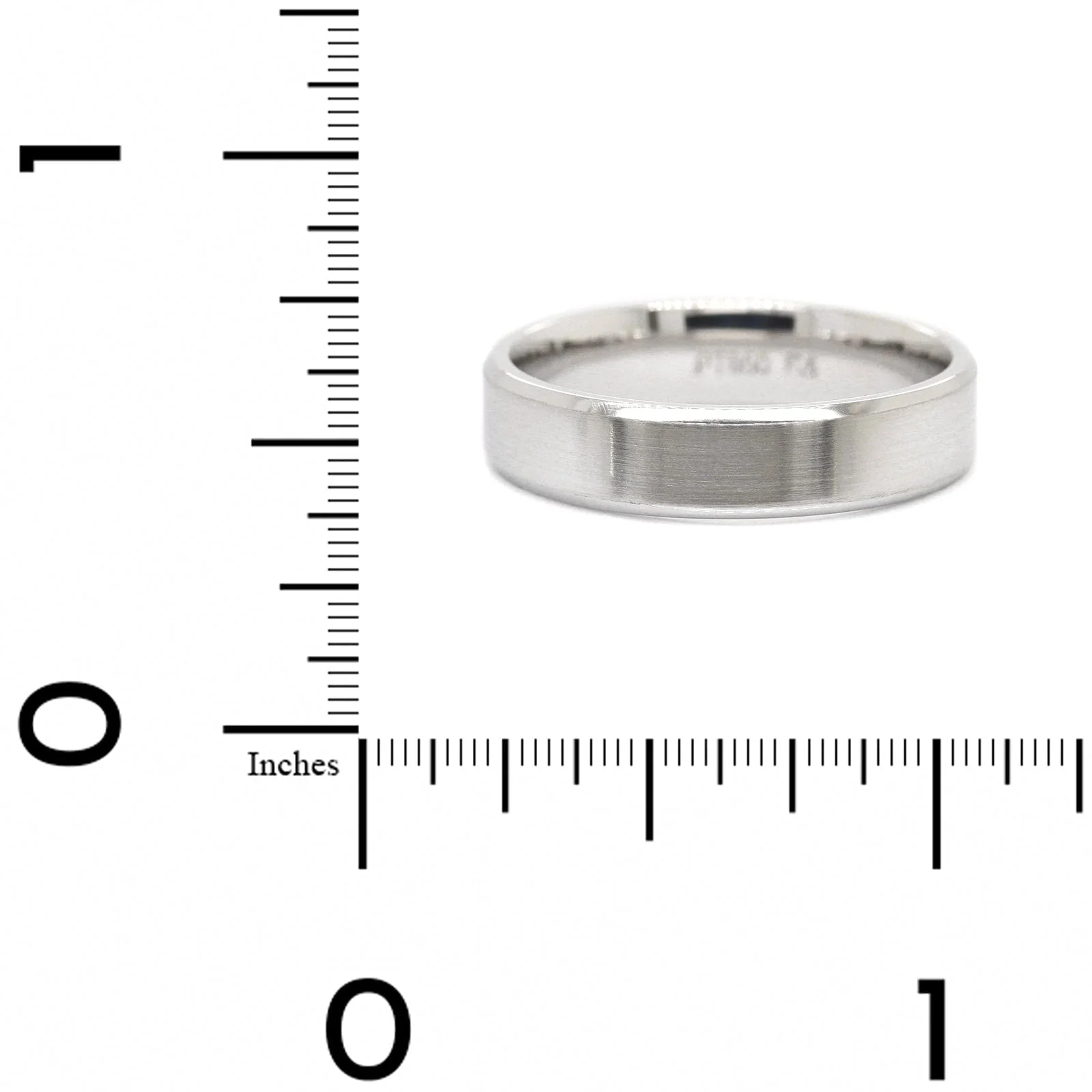 Platinum 5mm Satin Finish and Polished Beveled Edges Wedding Band - Image 4