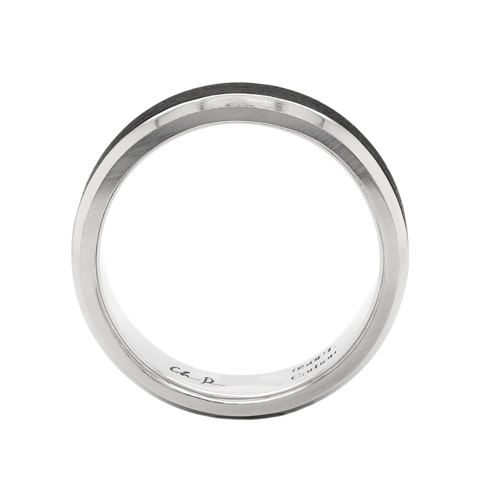 Platinum 6mm Carbon Fiber Wedding Band - Image 3