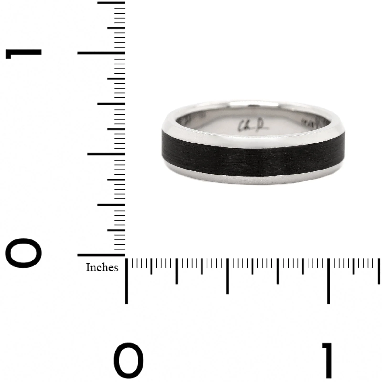 Platinum 6mm Carbon Fiber Wedding Band - Image 4