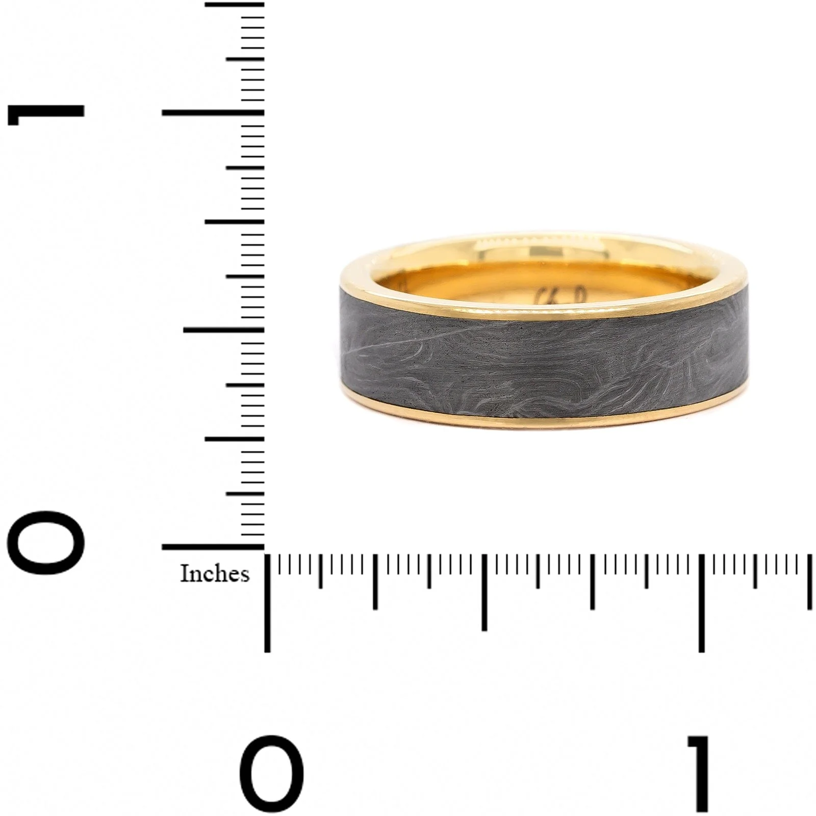 18K Yellow Gold and Damascus Steel Shotgun Barrel Wedding Band - Image 4