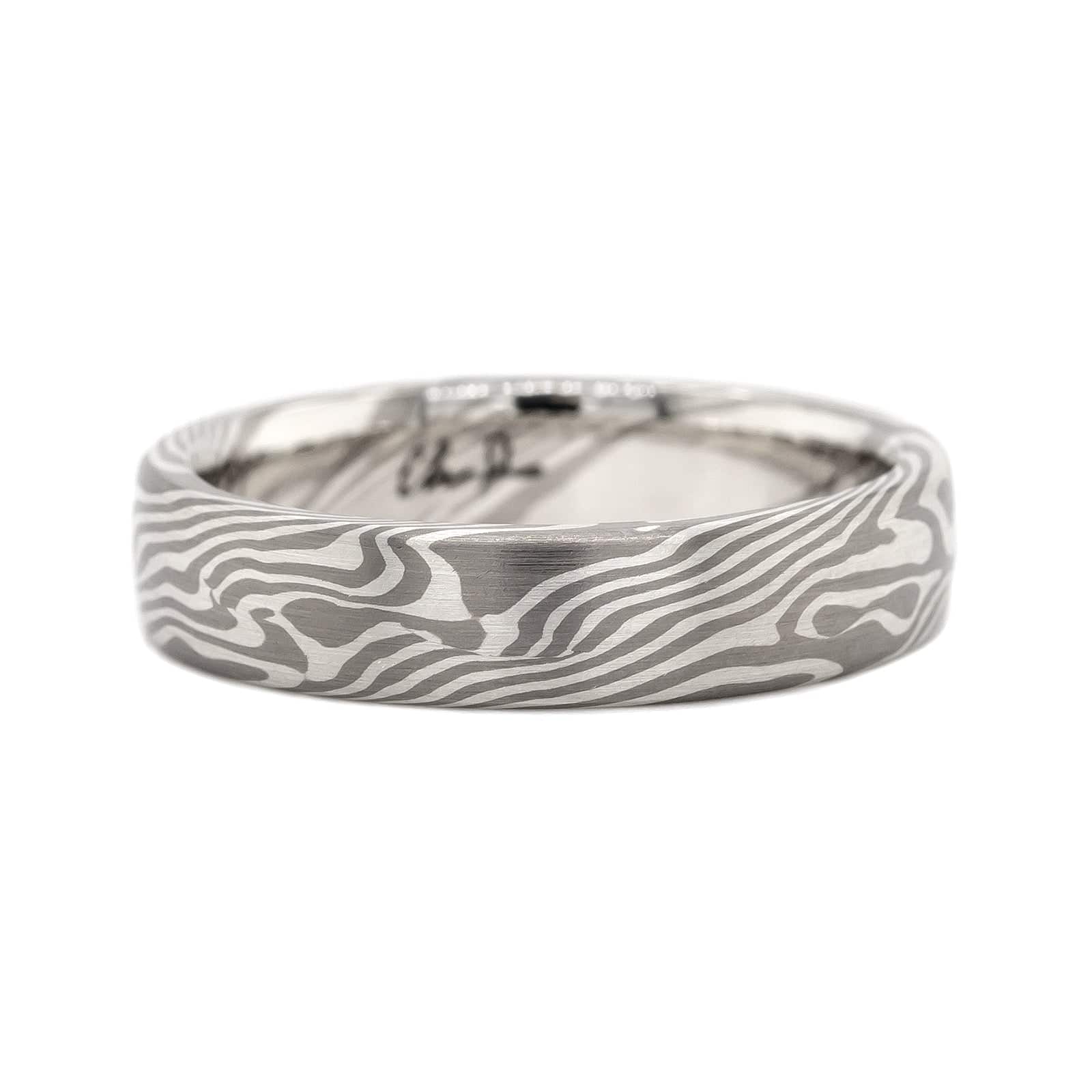 Palladium Comfort Fit Mokume Gane Maple Patterned Band