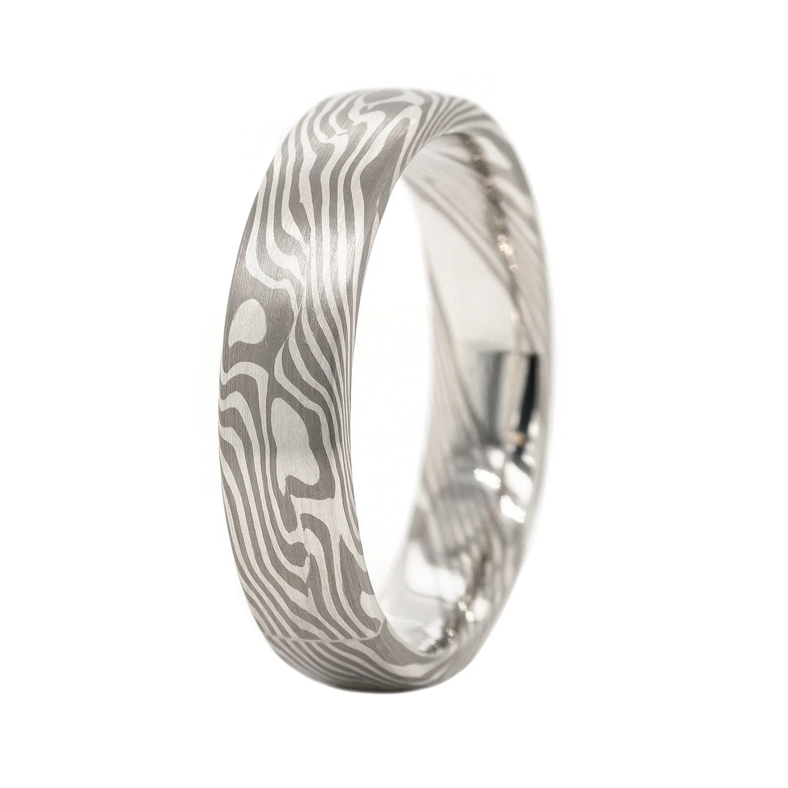 Palladium Comfort Fit Mokume Gane Maple Patterned Band - Image 2