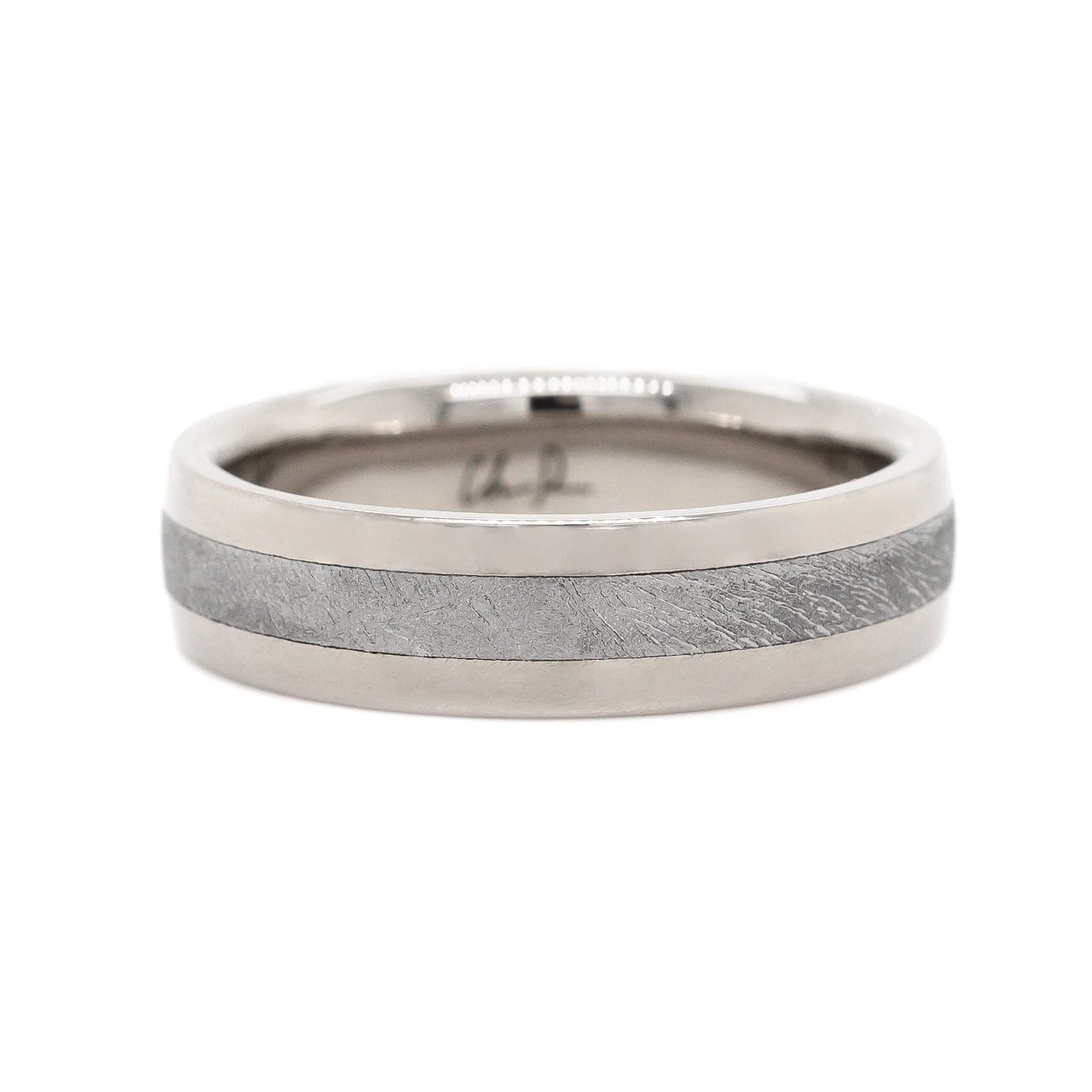 18K White Gold Meteorite Canopus Rounded Band