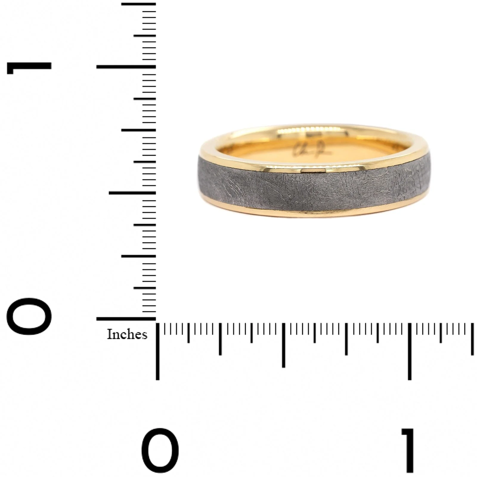 18K Yellow Gold and Meteorite Vega Wedding Band - Image 4