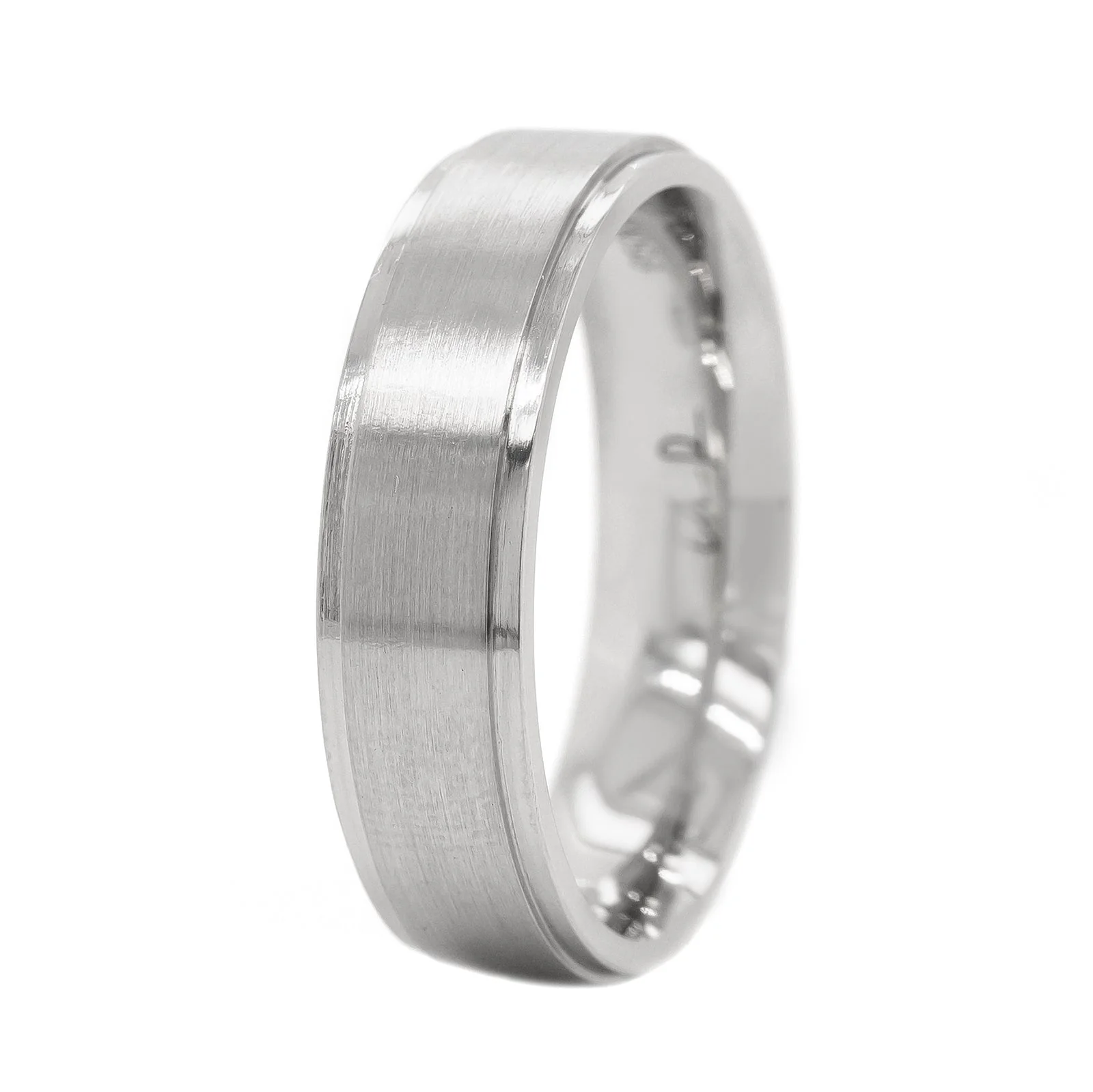 Platinum Flat Profile Matte and Narrow Polished Band - Image 2