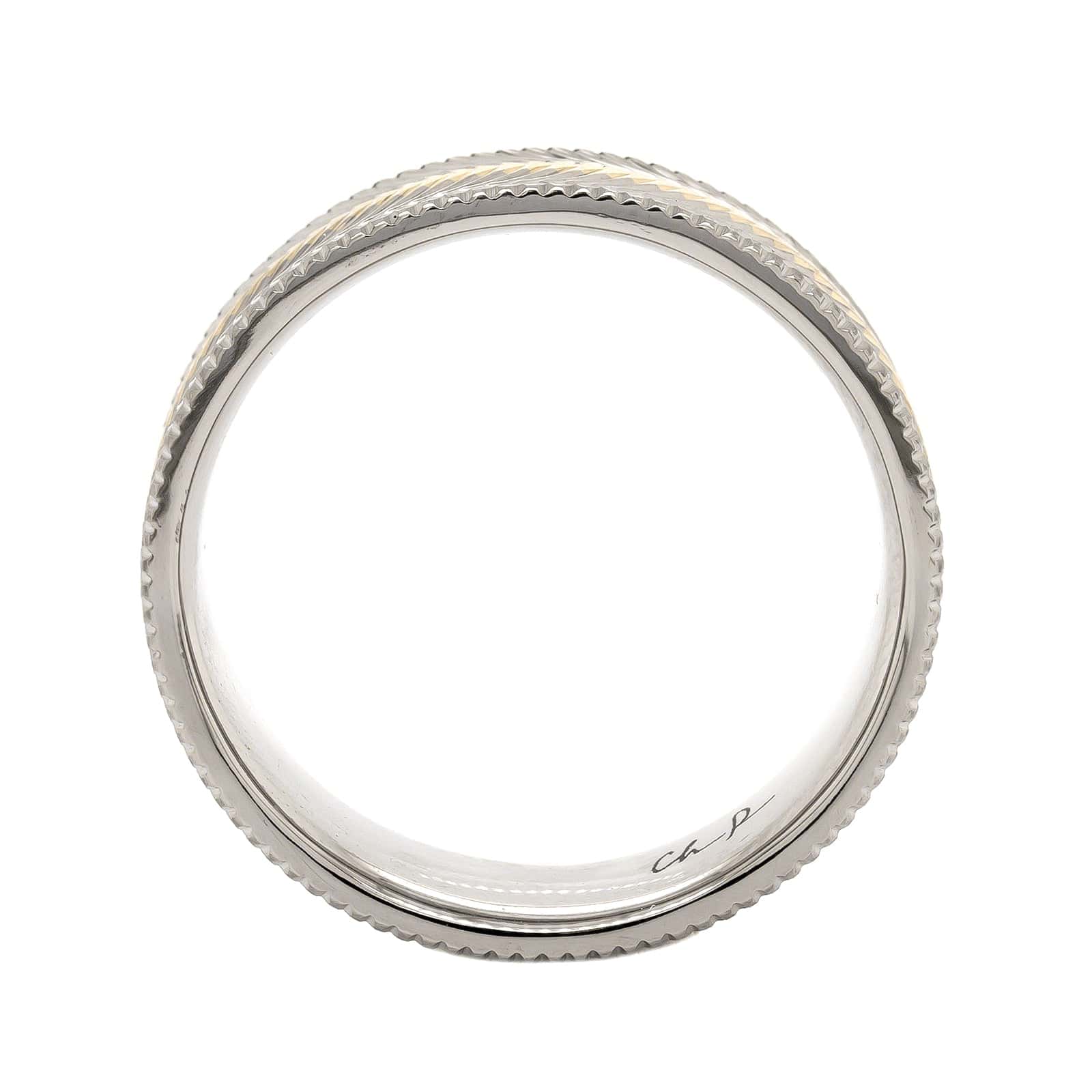 Palladium and 18K Yellow Gold Rose Engine and Parth Comfort Fit Band - Image 3