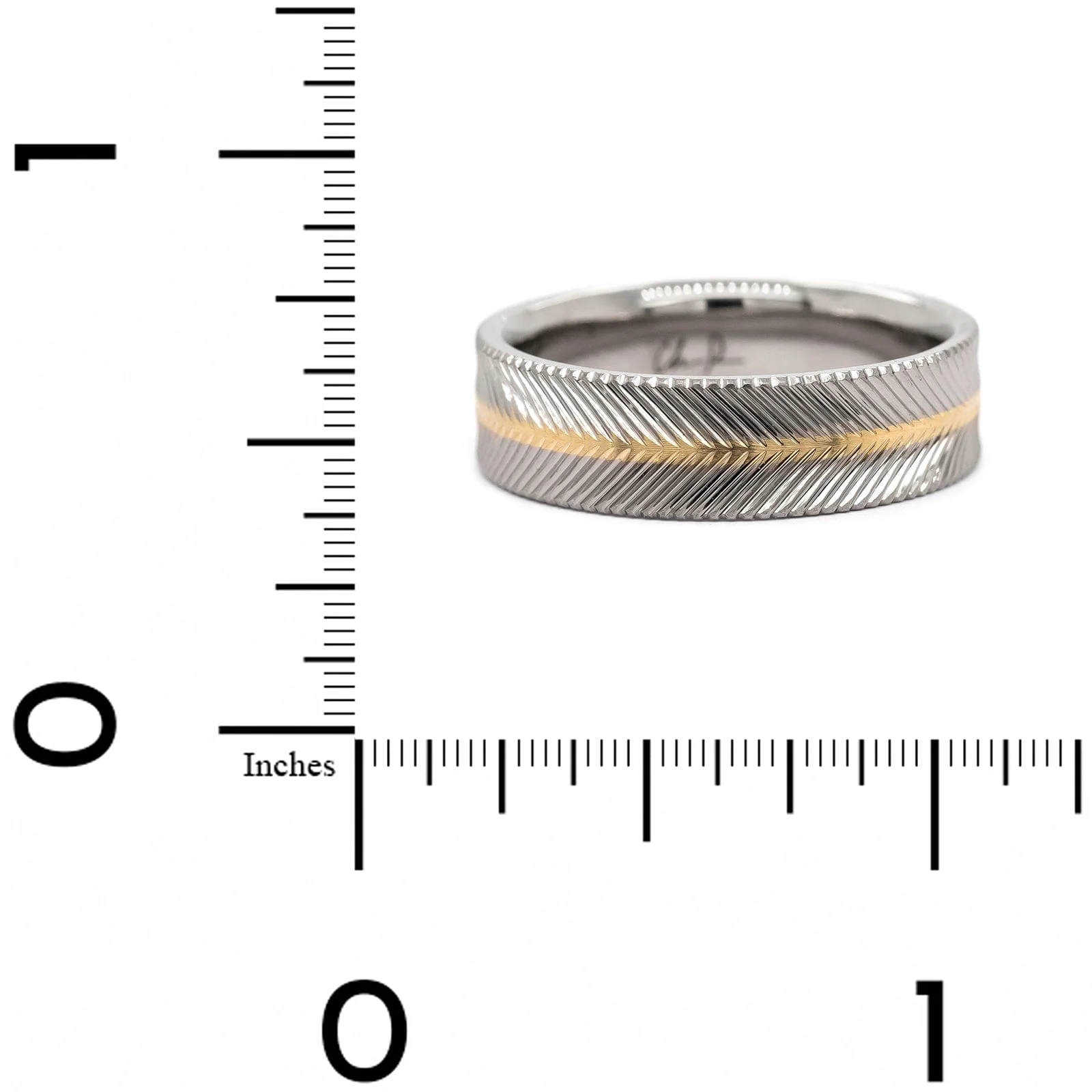 Palladium and 18K Yellow Gold Rose Engine and Parth Comfort Fit Band - Image 4
