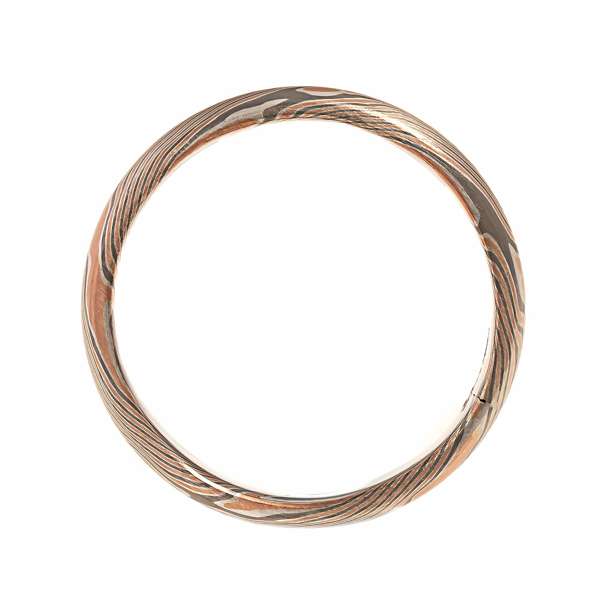 14K Rose Gold and Palladium Birch Pattern Mokume Gane Ring - Image 3