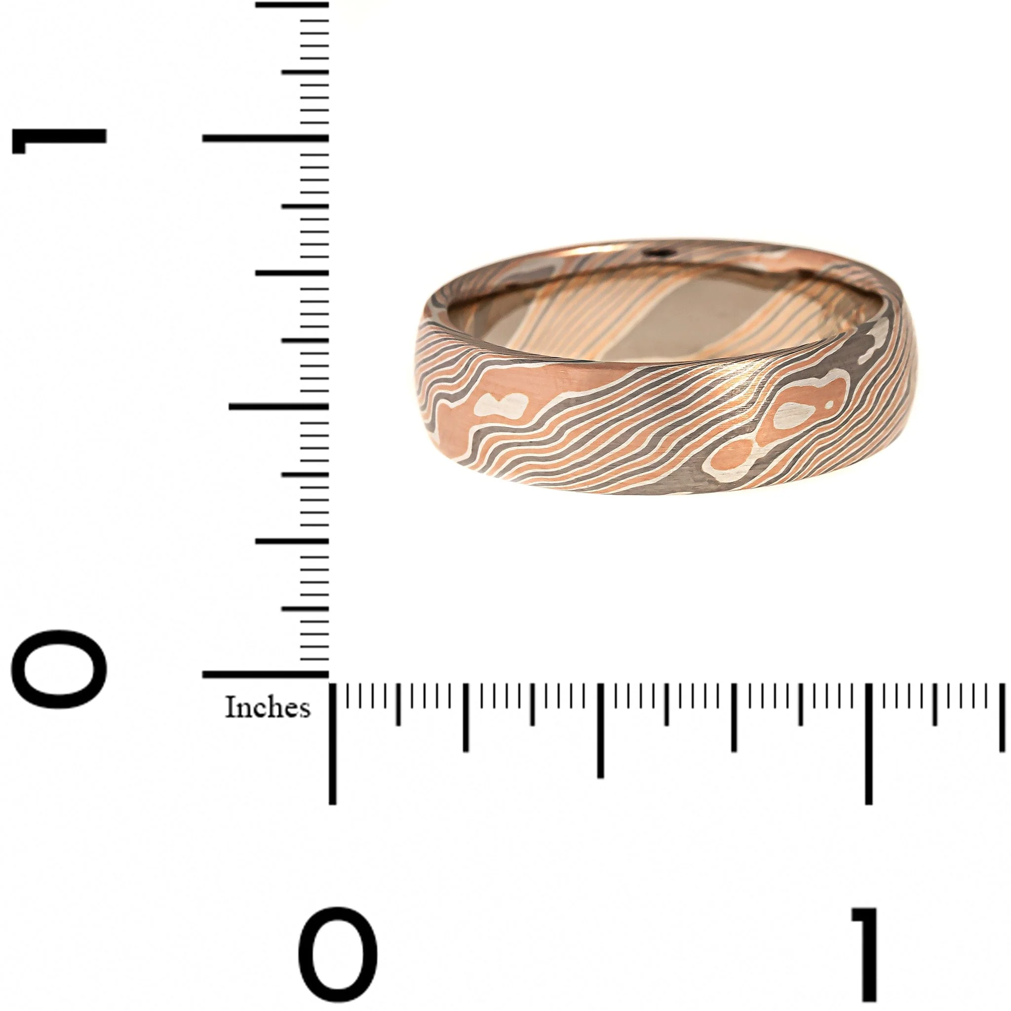 14K Rose Gold and Palladium Birch Pattern Mokume Gane Ring - Image 4