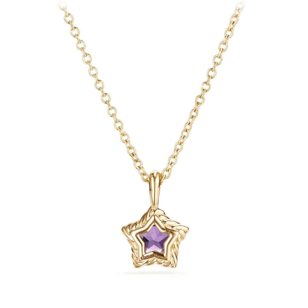 Cable Collectibles® Kids Star Charm Necklace with Amethyst in 18K Gold - Image 2