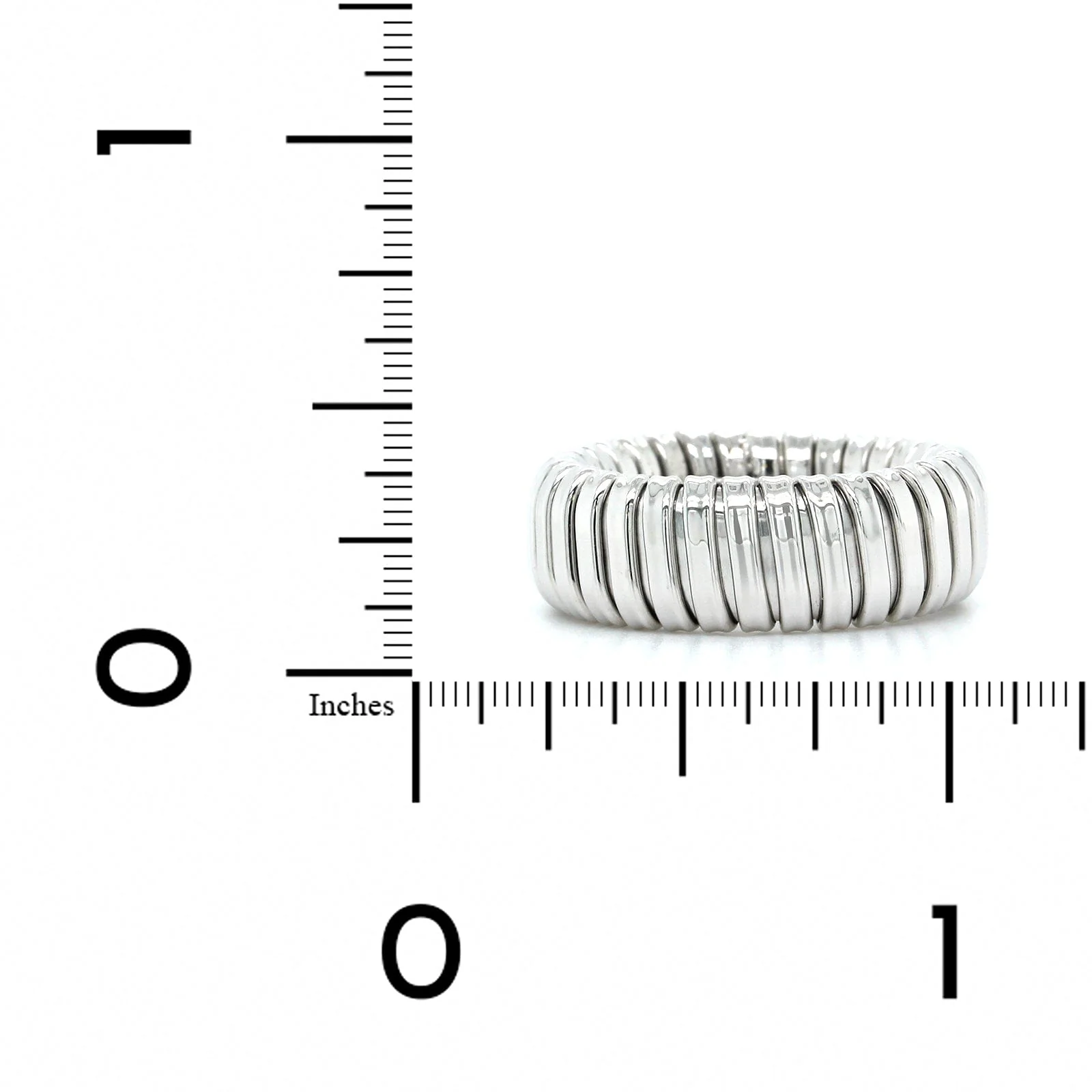18K White Gold Tubogas Grooved Ring - Image 3