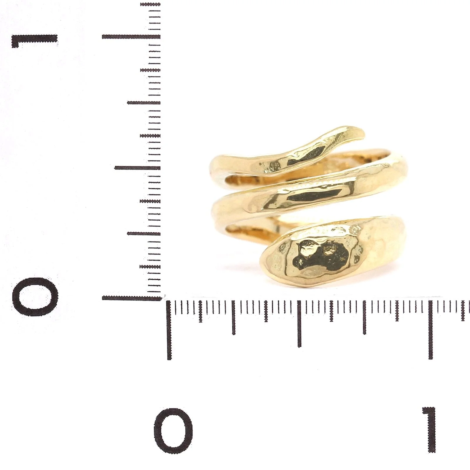 18K Yellow Gold Hammered Snake Ring - Image 3