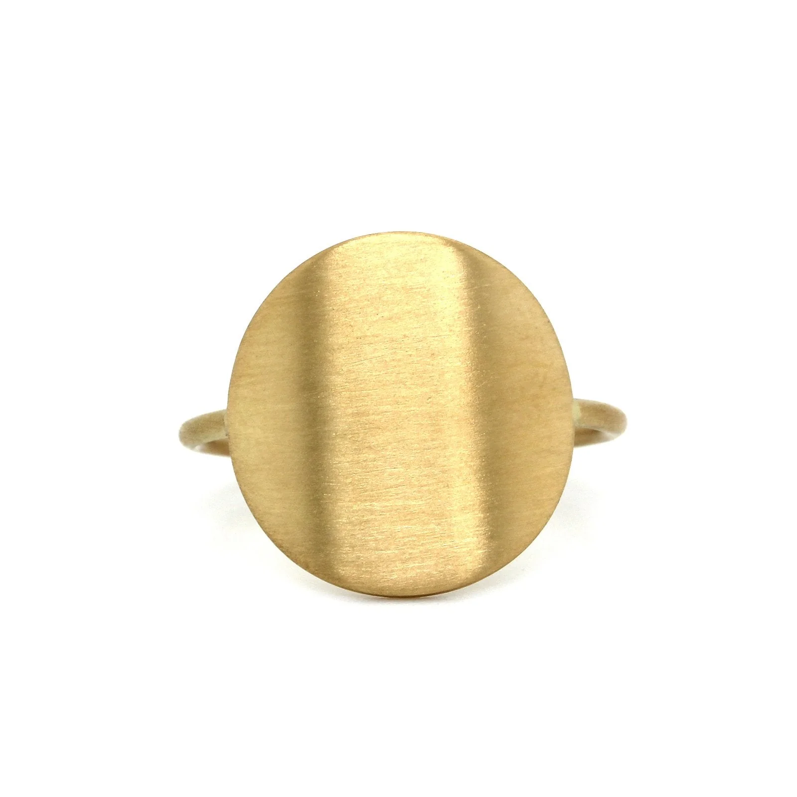 18K Yellow Gold Round Disc Ring - Image 4