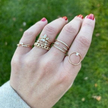 14K Yellow Gold Curb Chain Ring - Image 2
