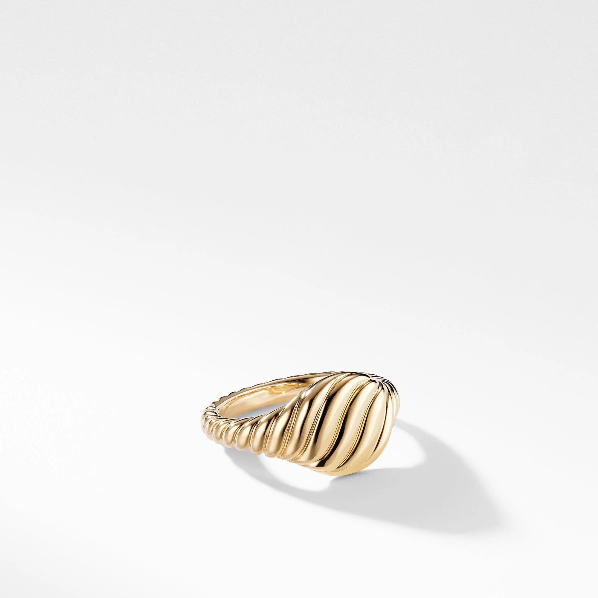 Sculpted Cable Pinky Ring in 18K Yellow Gold - Image 2