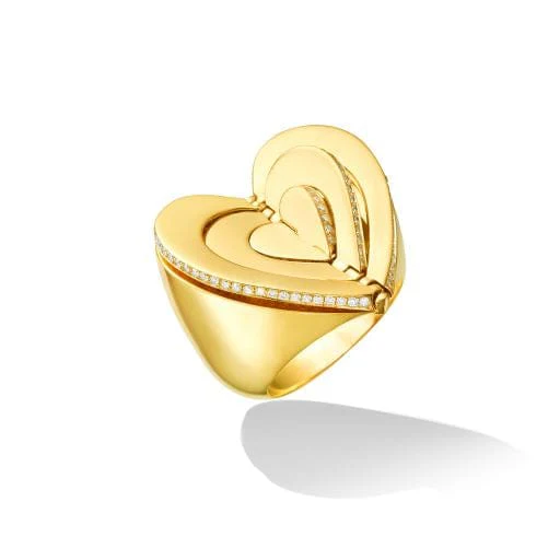 CADAR 18K Yellow Gold Diamond Endless Heart Ring - Image 3