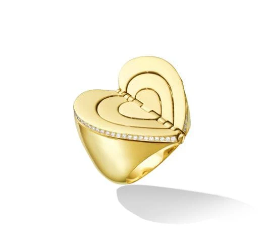 CADAR 18K Yellow Gold Diamond Endless Heart Ring - Image 4