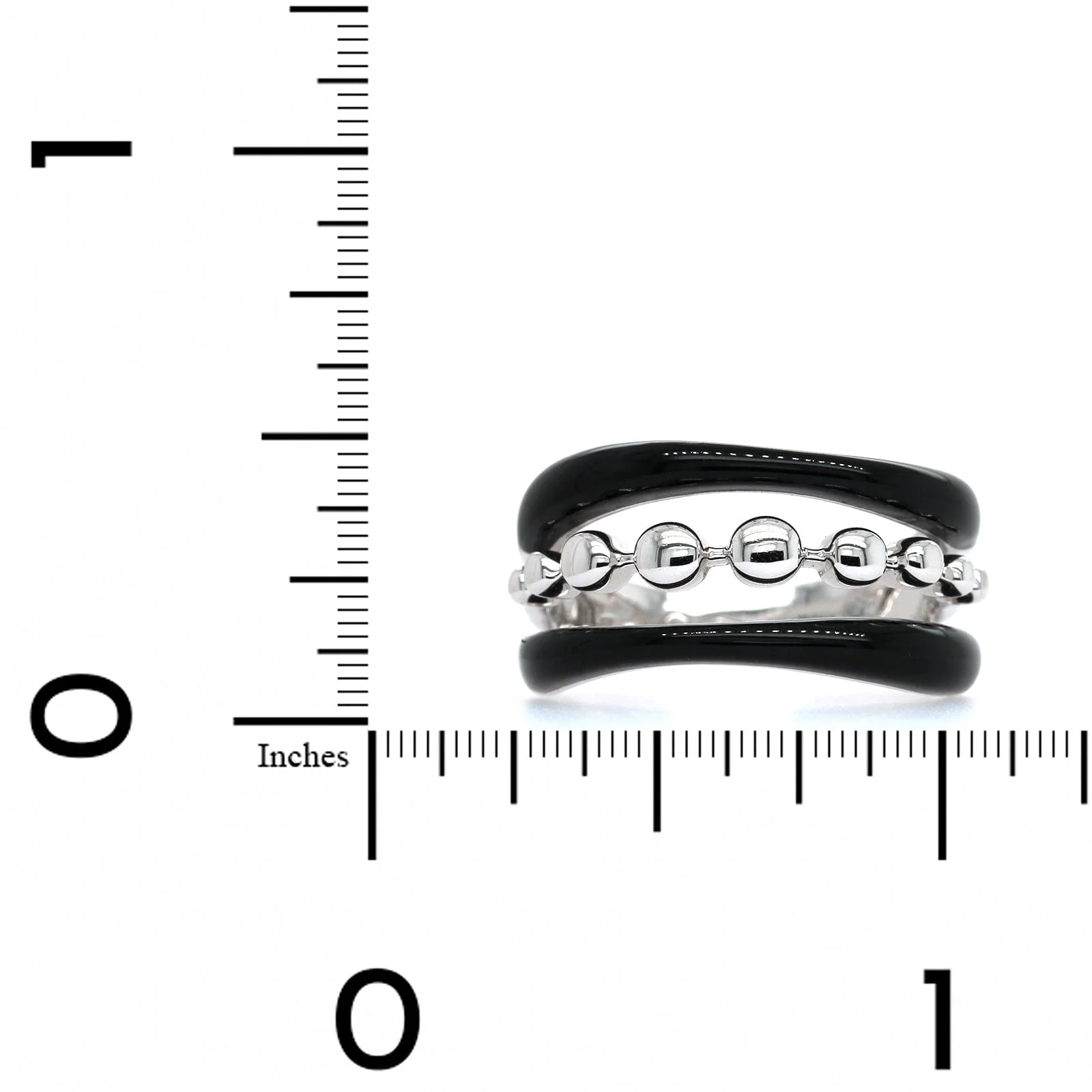 Etho Maria 18K White Gold 3 Row Black Ceramic Ring - Image 3