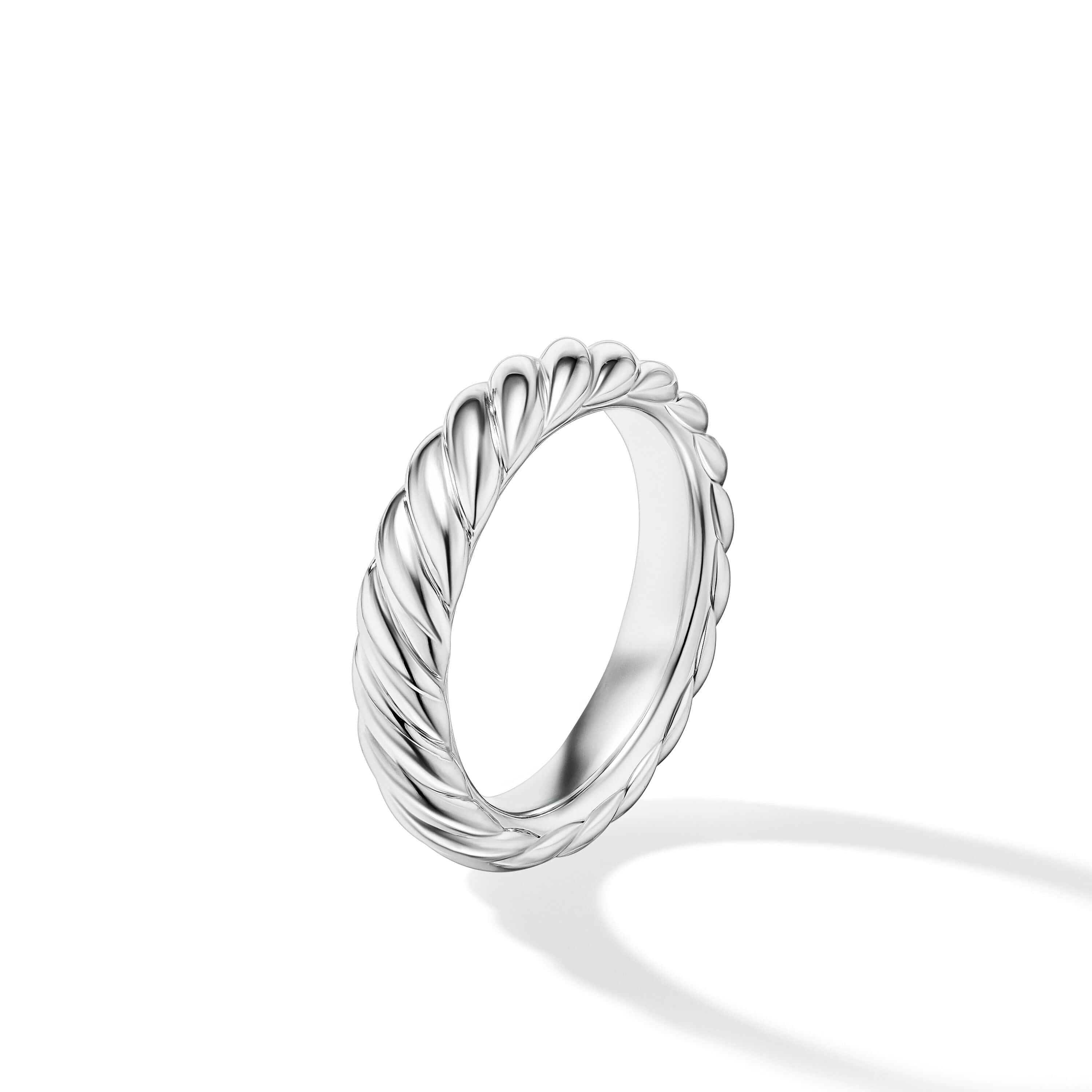 Sculpted Cable Band Ring in 18K White Gold, 4.6mm - Image 2