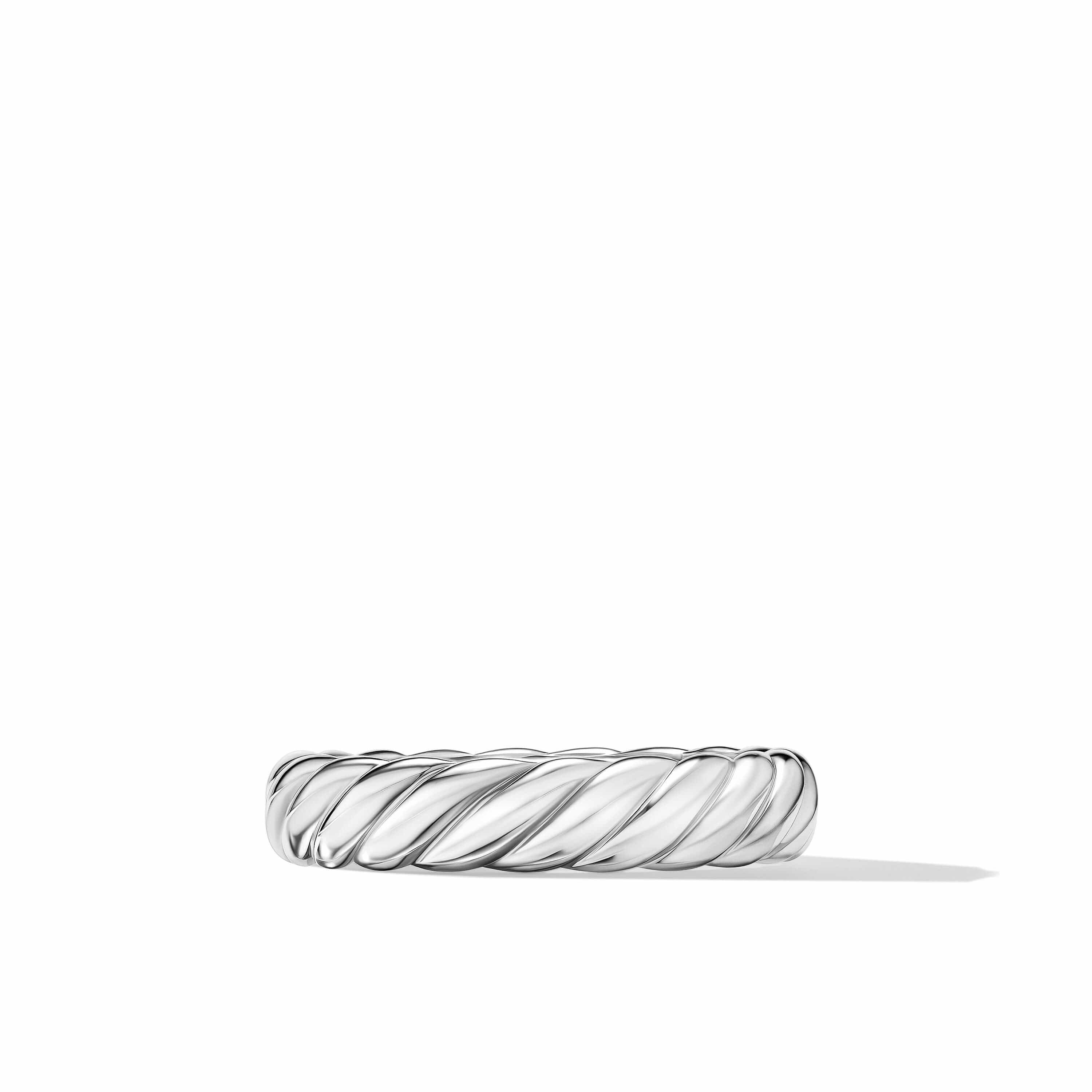 Sculpted Cable Band Ring in 18K White Gold, 4.6mm - Image 3