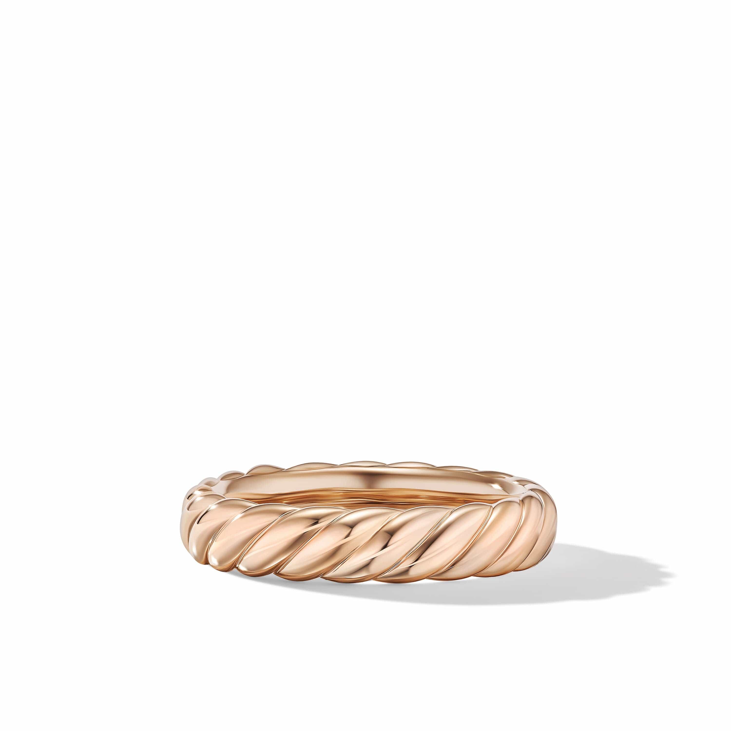 Sculpted Cable Band Ring in 18K Rose Gold, 4.6mm