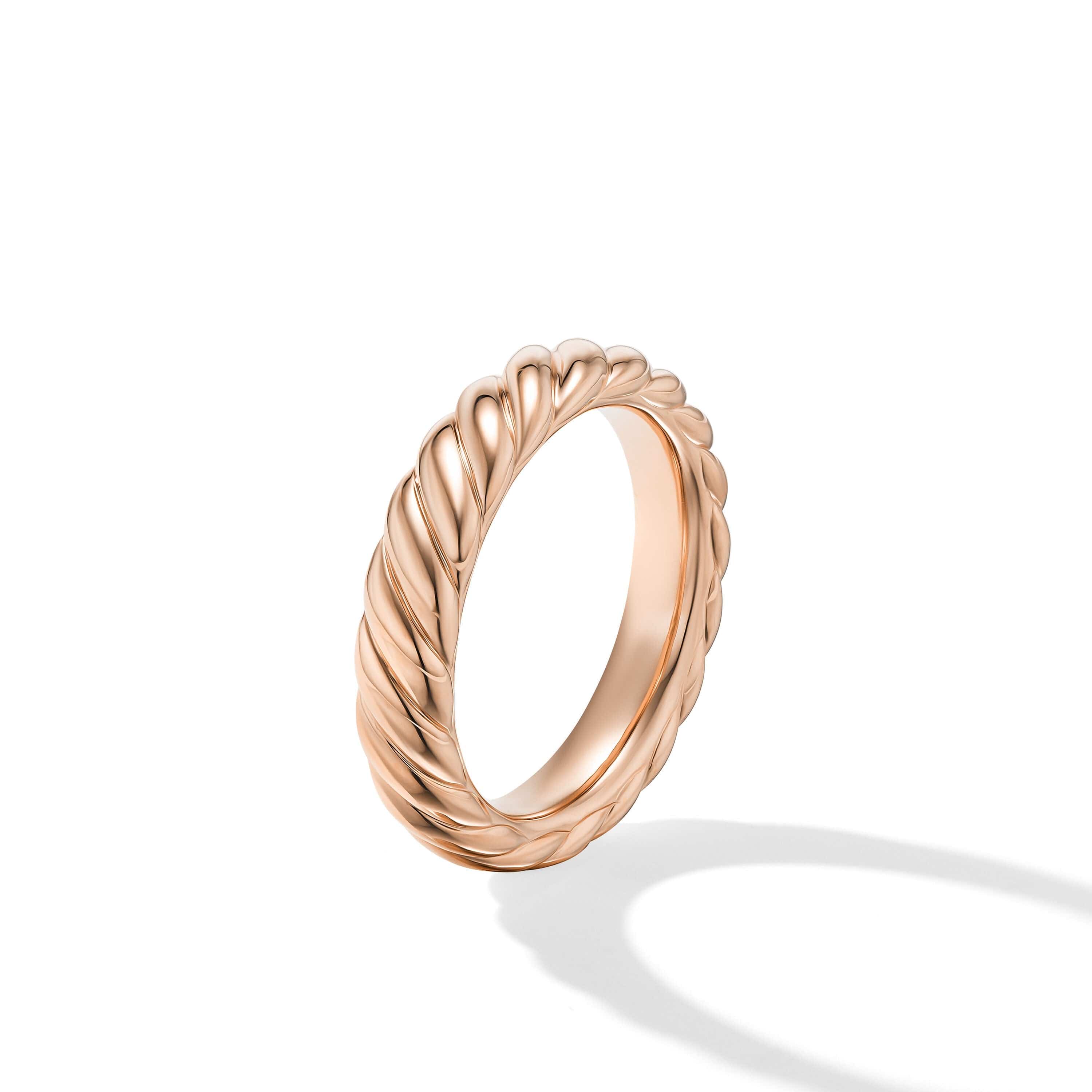 Sculpted Cable Band Ring in 18K Rose Gold, 4.6mm - Image 3