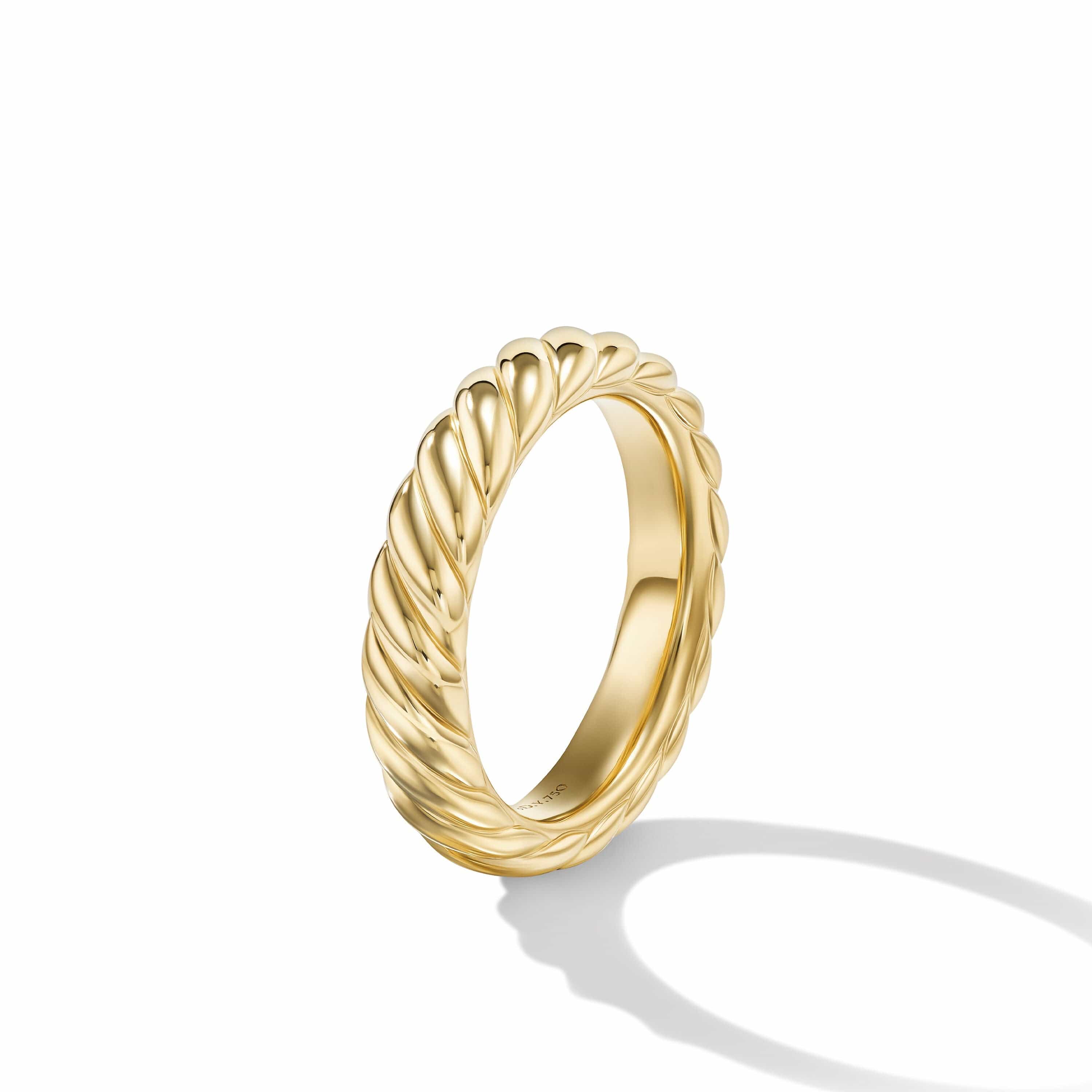 Sculpted Cable Band Ring in 18K Yellow Gold, 4.6mm - Image 2